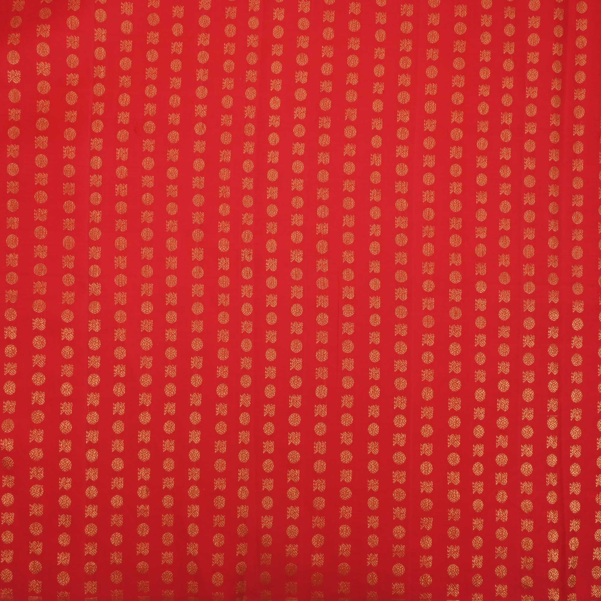 Imperial Red Rudraksh Mayil Kanjivaram Fabric