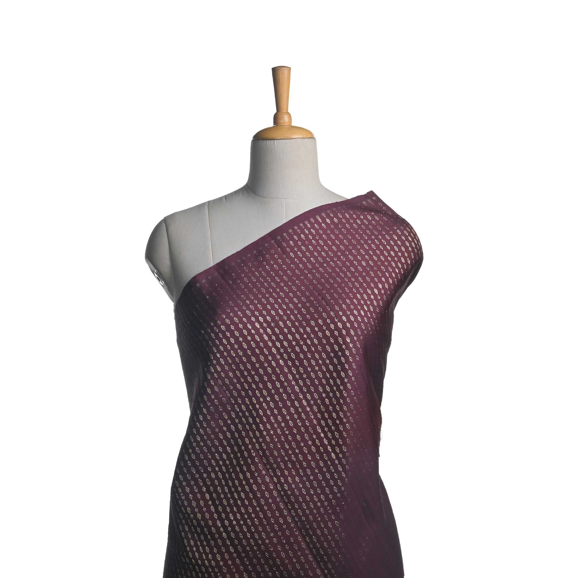 Deep Brown Butti Kanjivaram Fabric