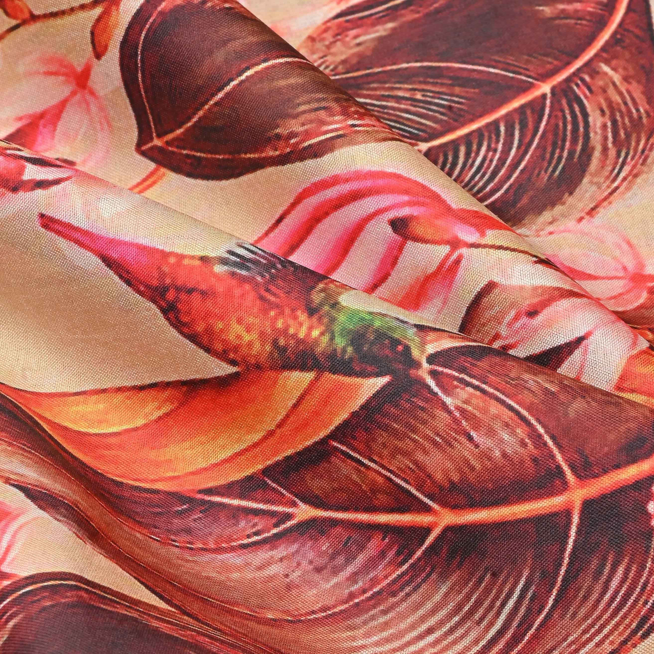 Cream Tussar Floral Printed Fabric