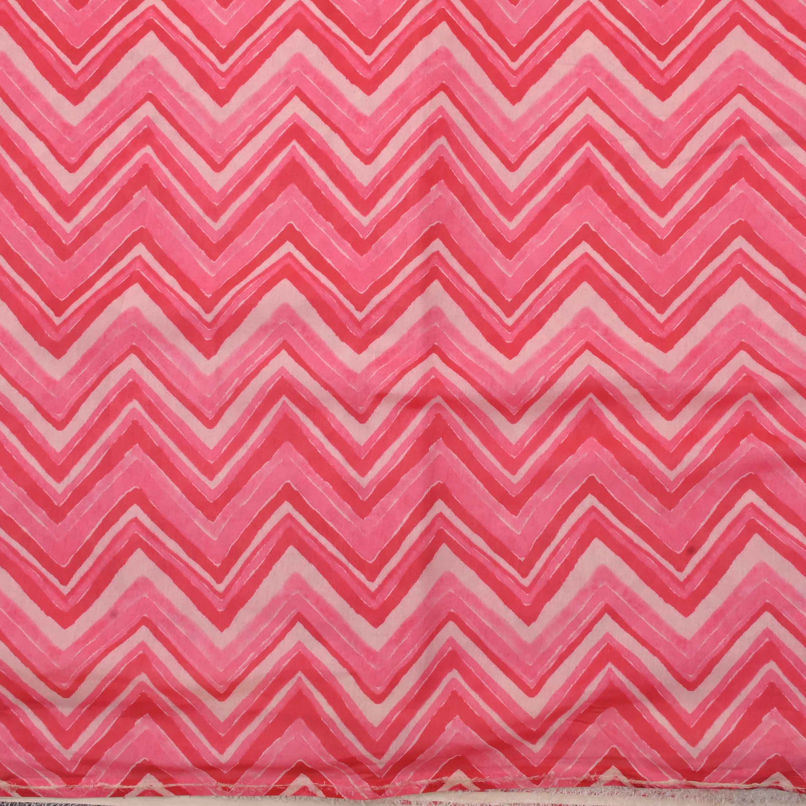 Red Geometric Printed Tussar Fabric