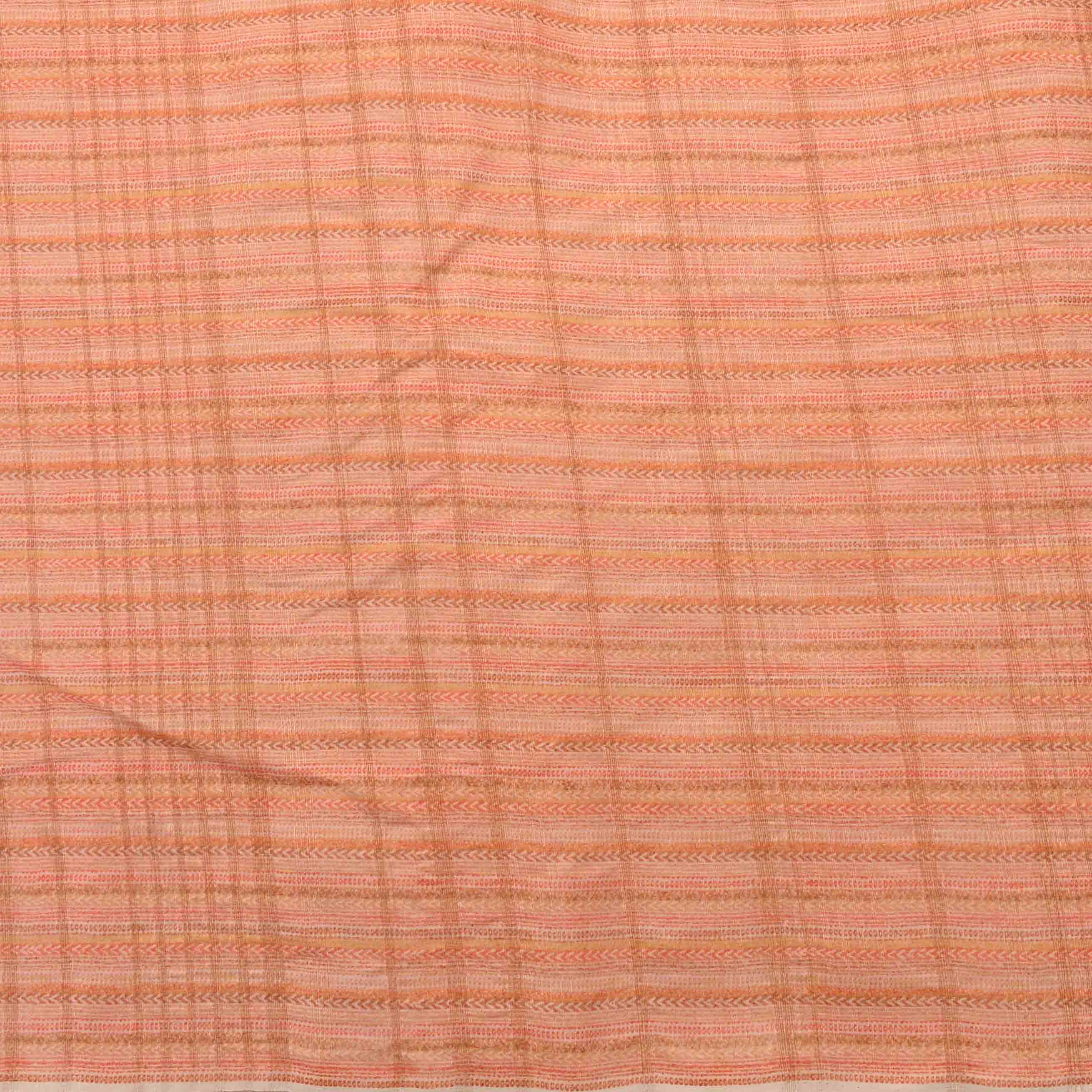 Peach Orange Printed Silk Fabric
