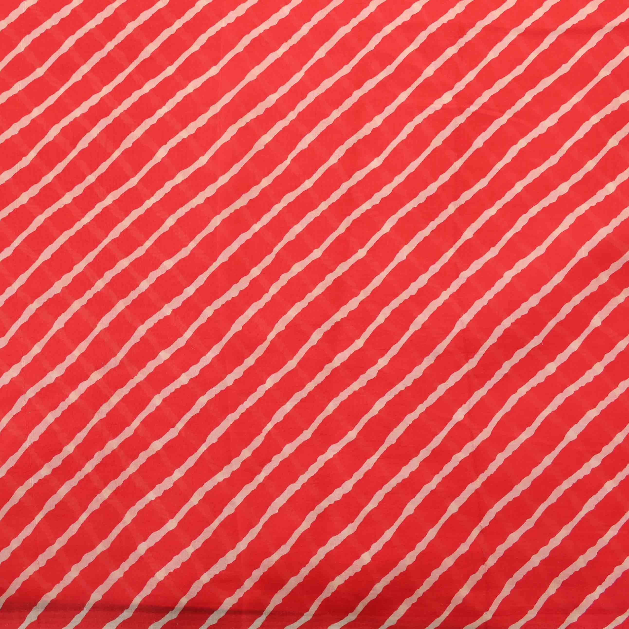 Red Geometric Printed Silk Fabric
