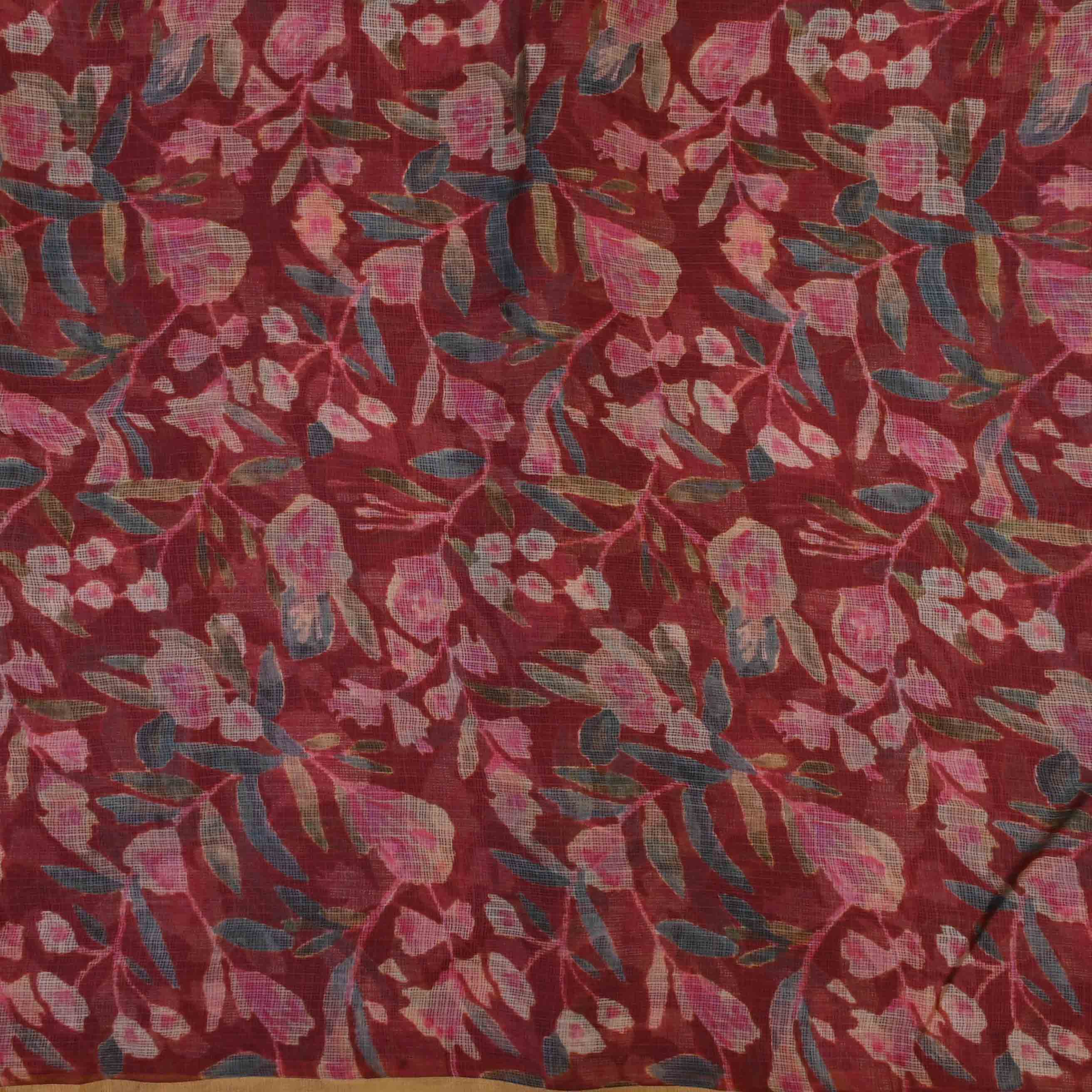 Auburn Red Printed Kota Fabric