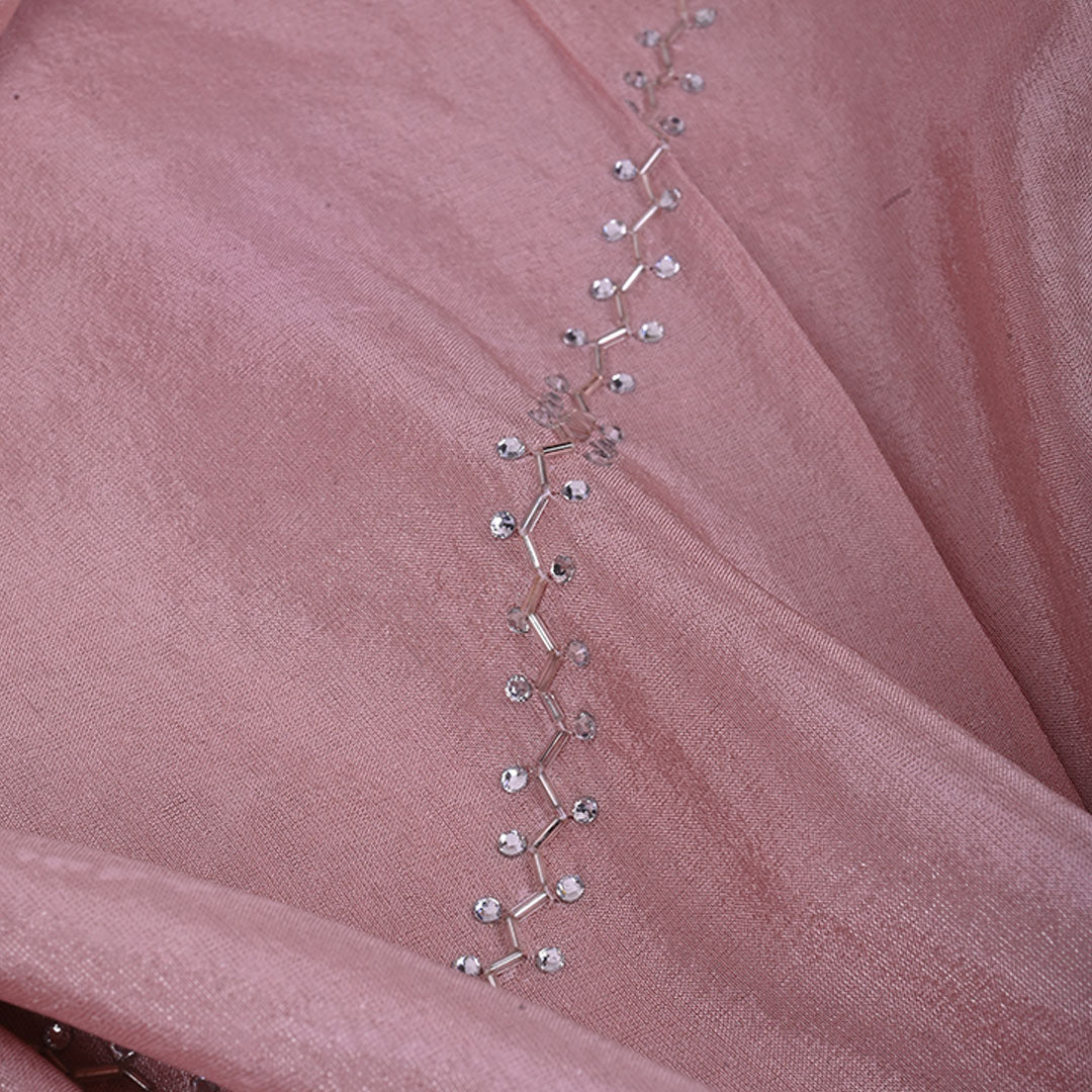 Pastel Pink Embroidery Tissue Silk Fabric