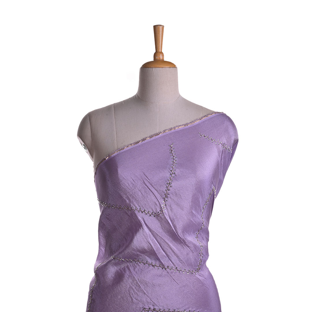 Periwinkle Purple Embroidery Tissue Silk Fabric