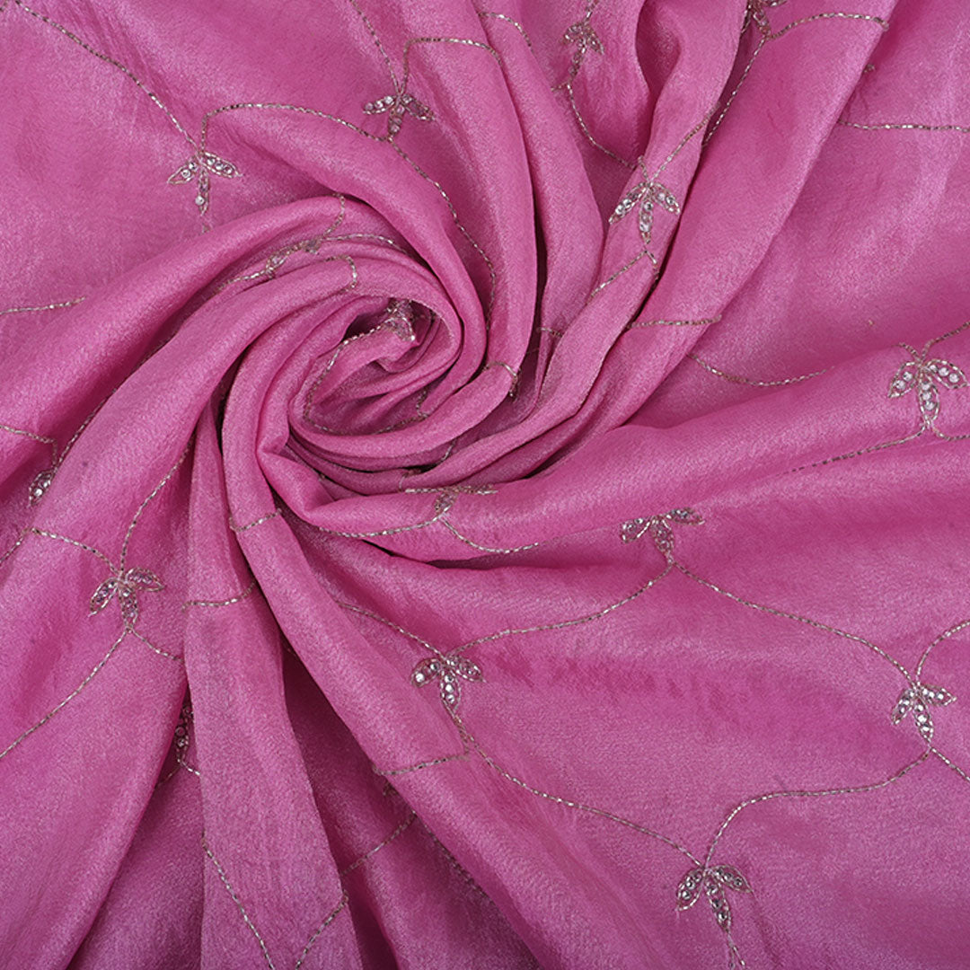 Mulberry Purple Embroidery Tissue Silk Fabric