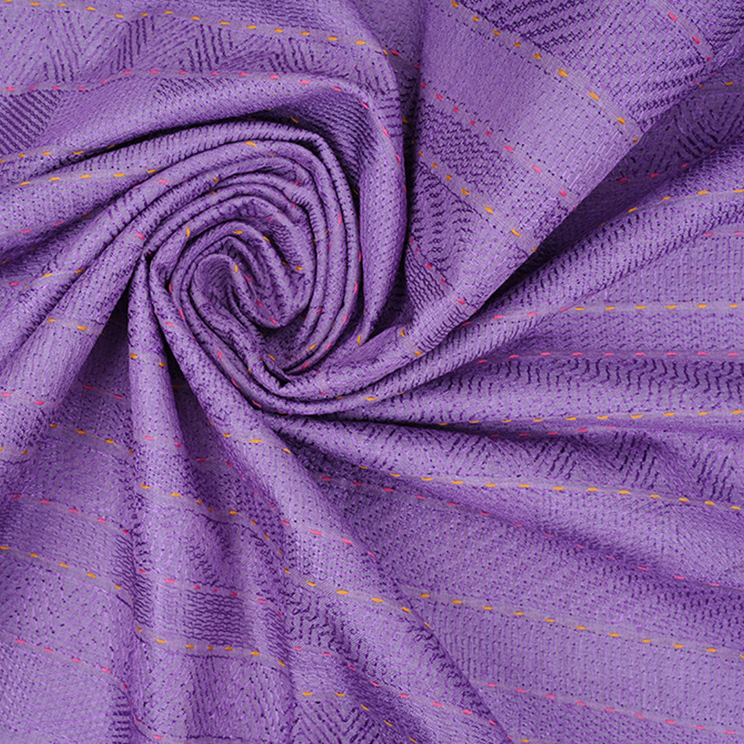 Dark Orchid Embroidery Moonga Fabric