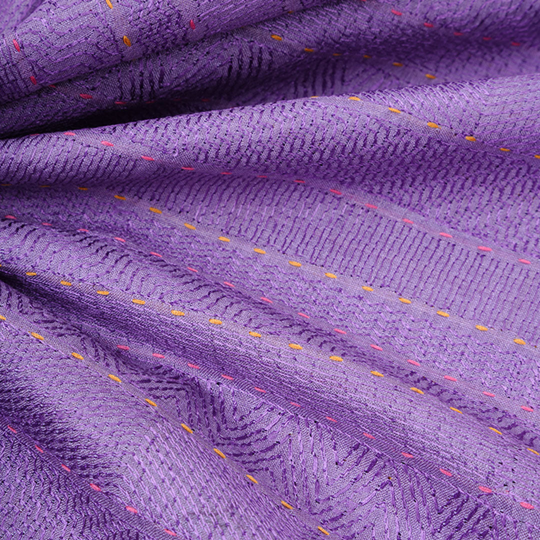 Dark Orchid Embroidery Moonga Fabric