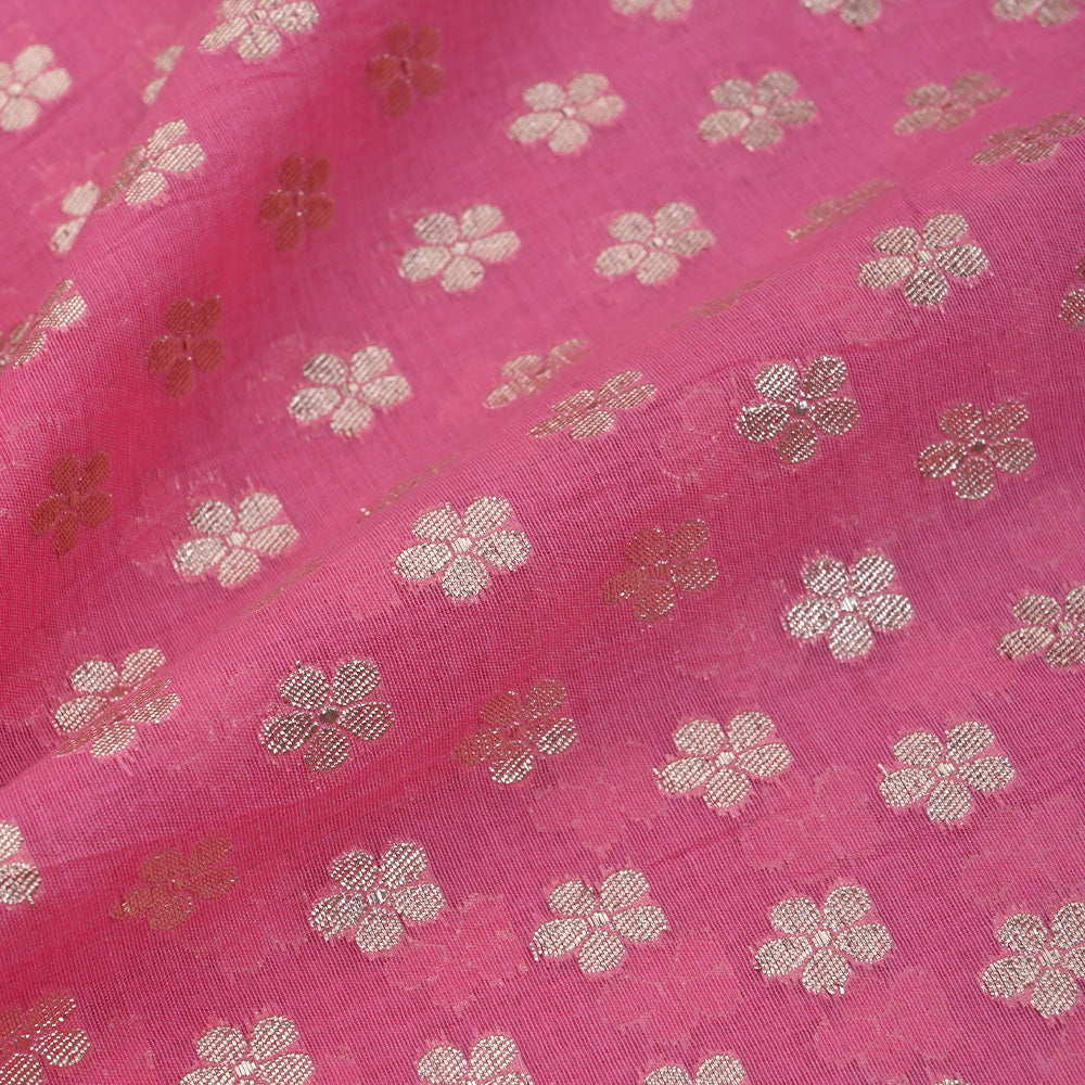 Candy Pink Floral Butti Chanderi Fabric