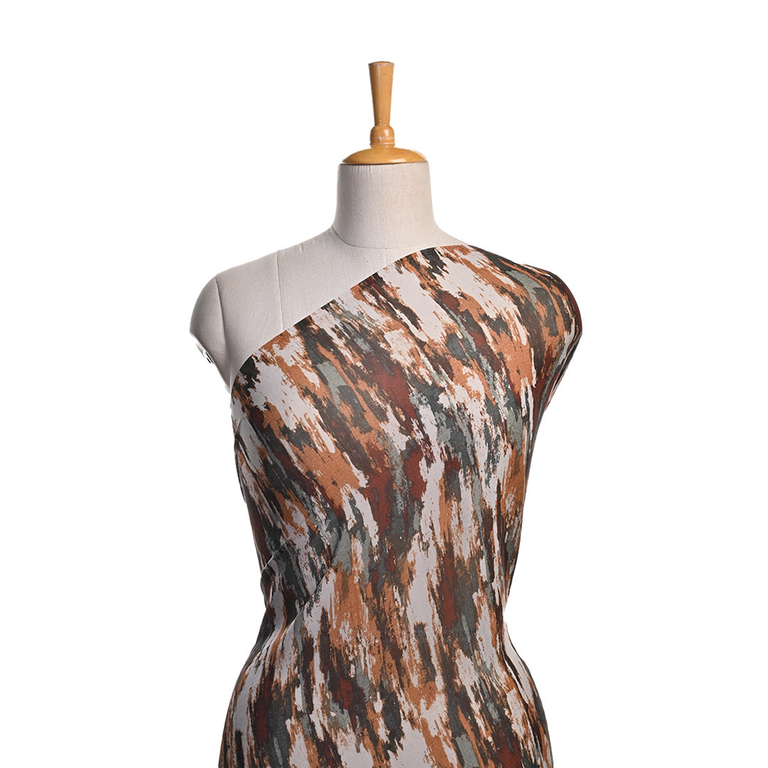 Alabaster White Printed Georgette Fabric With Shibori Pattern