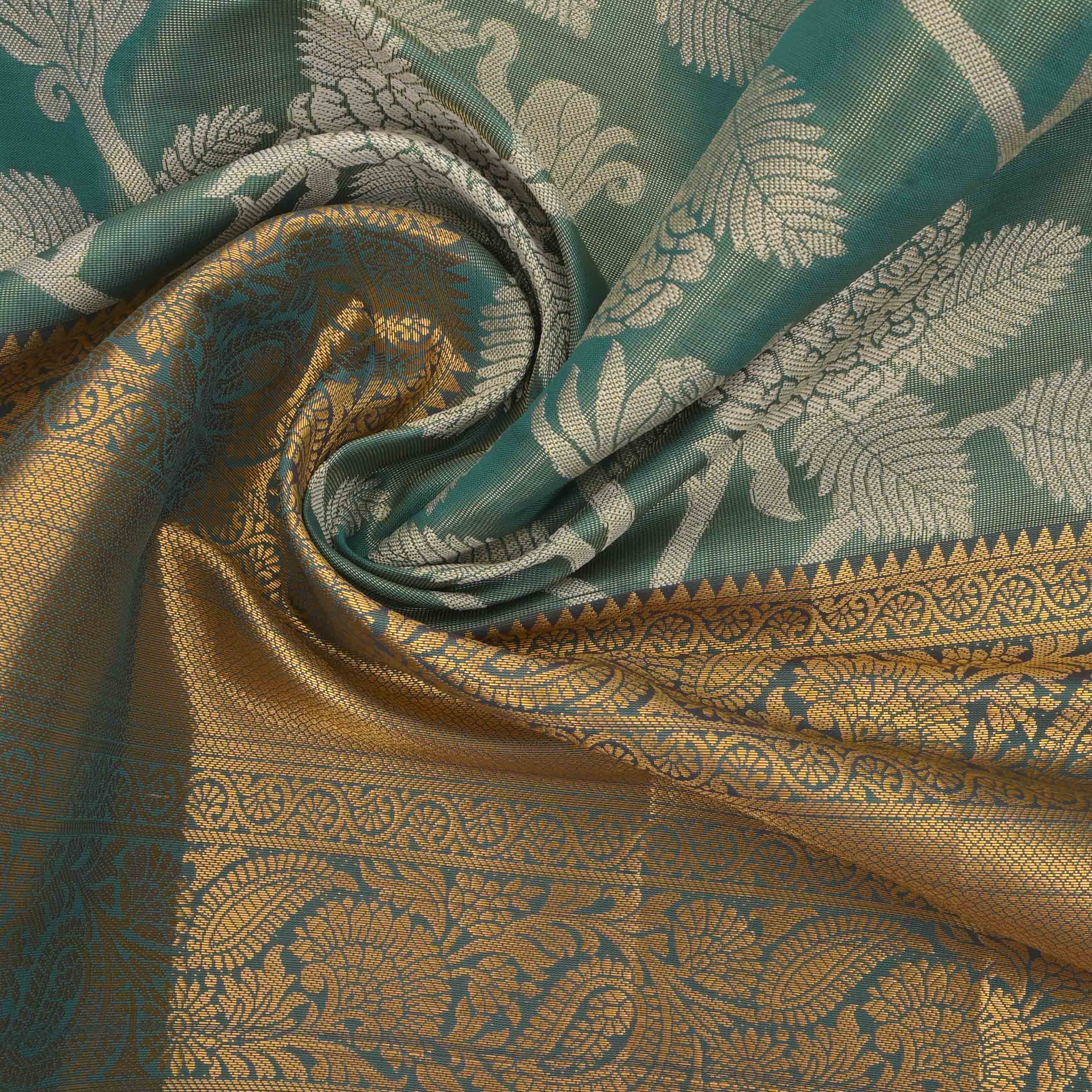 Paris Green Kanchi Tissue Floral Fabric