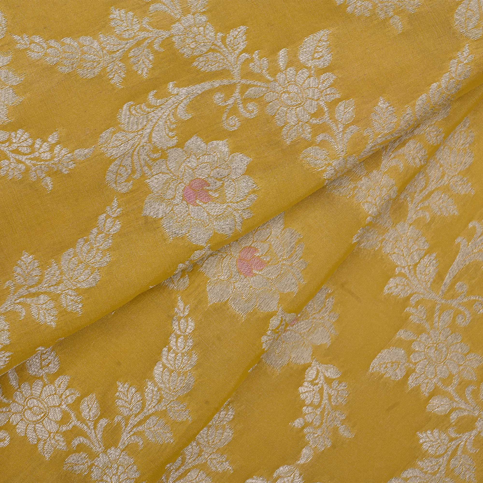 Durian Yellow Meenakari Banarasi Fabric