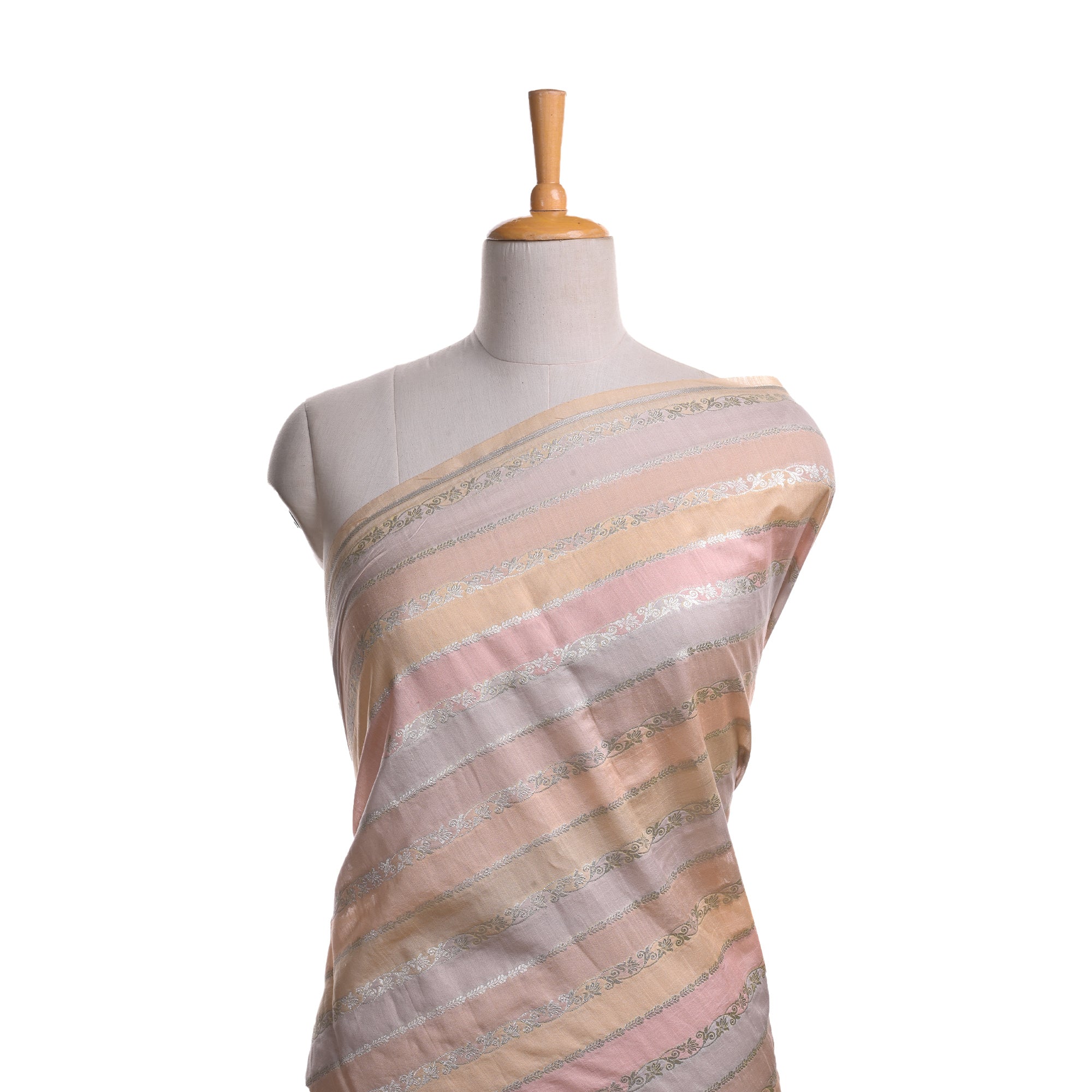 Pastel Multi Colour Banarasi Silk Fabric