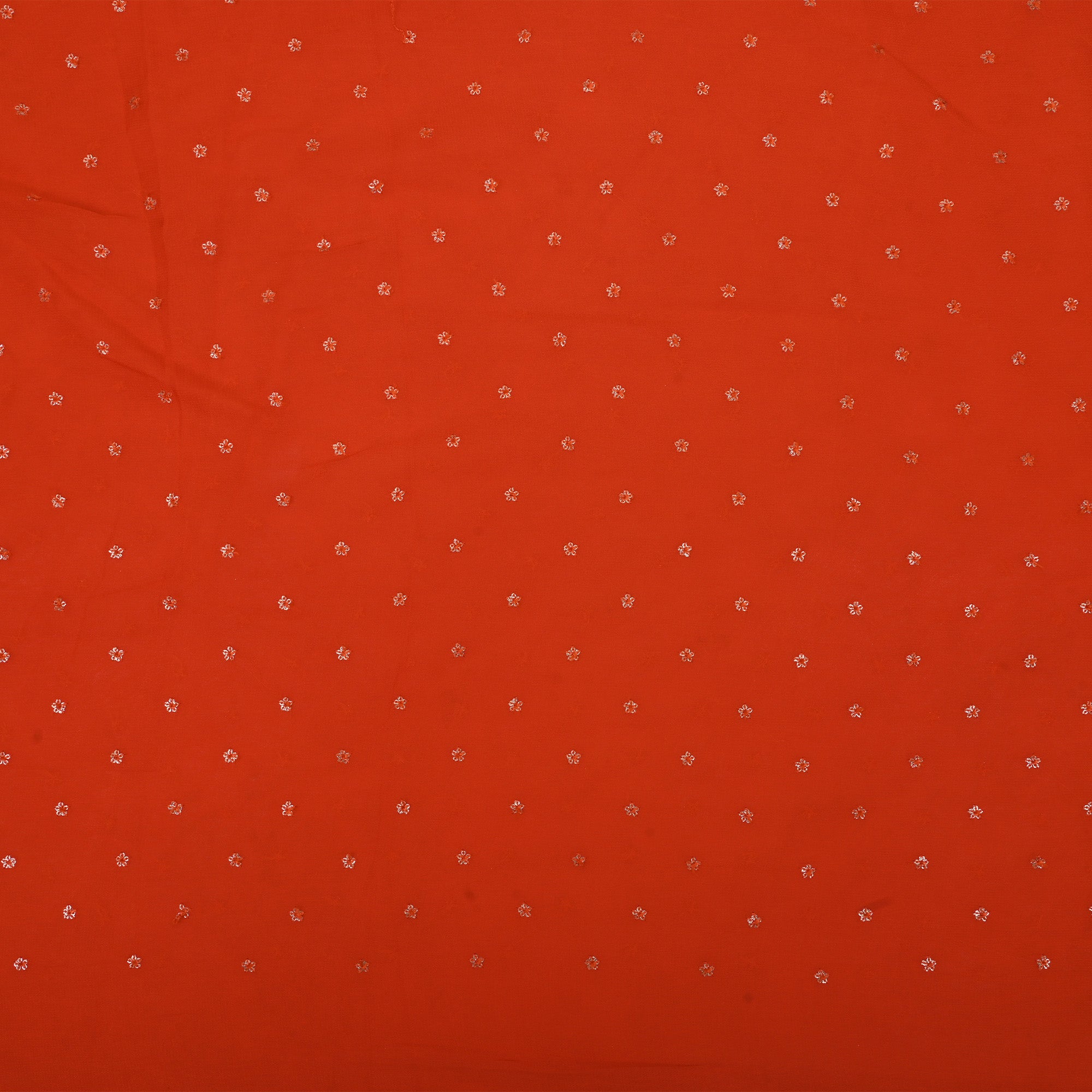 Tomato Orange Embroidery Georgette Fabric