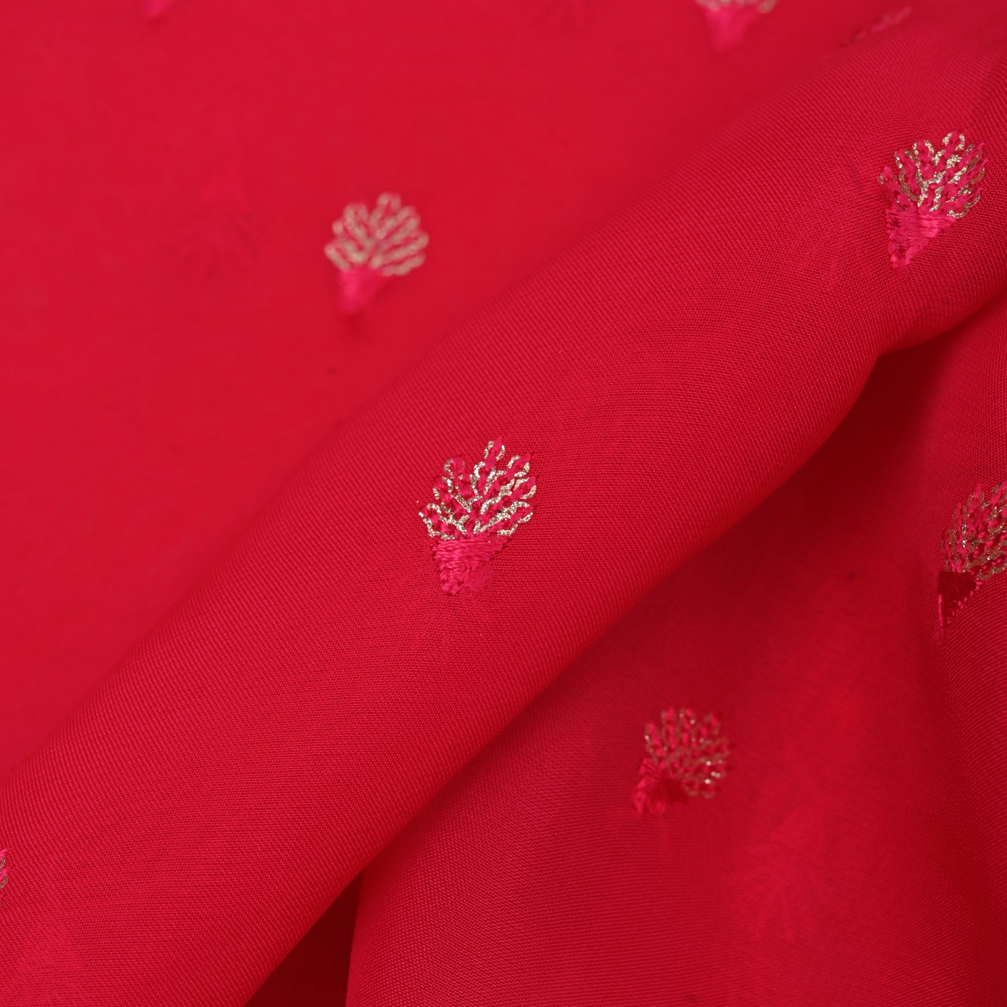 Chiefs Red Floral Embroidered Organza Fabric