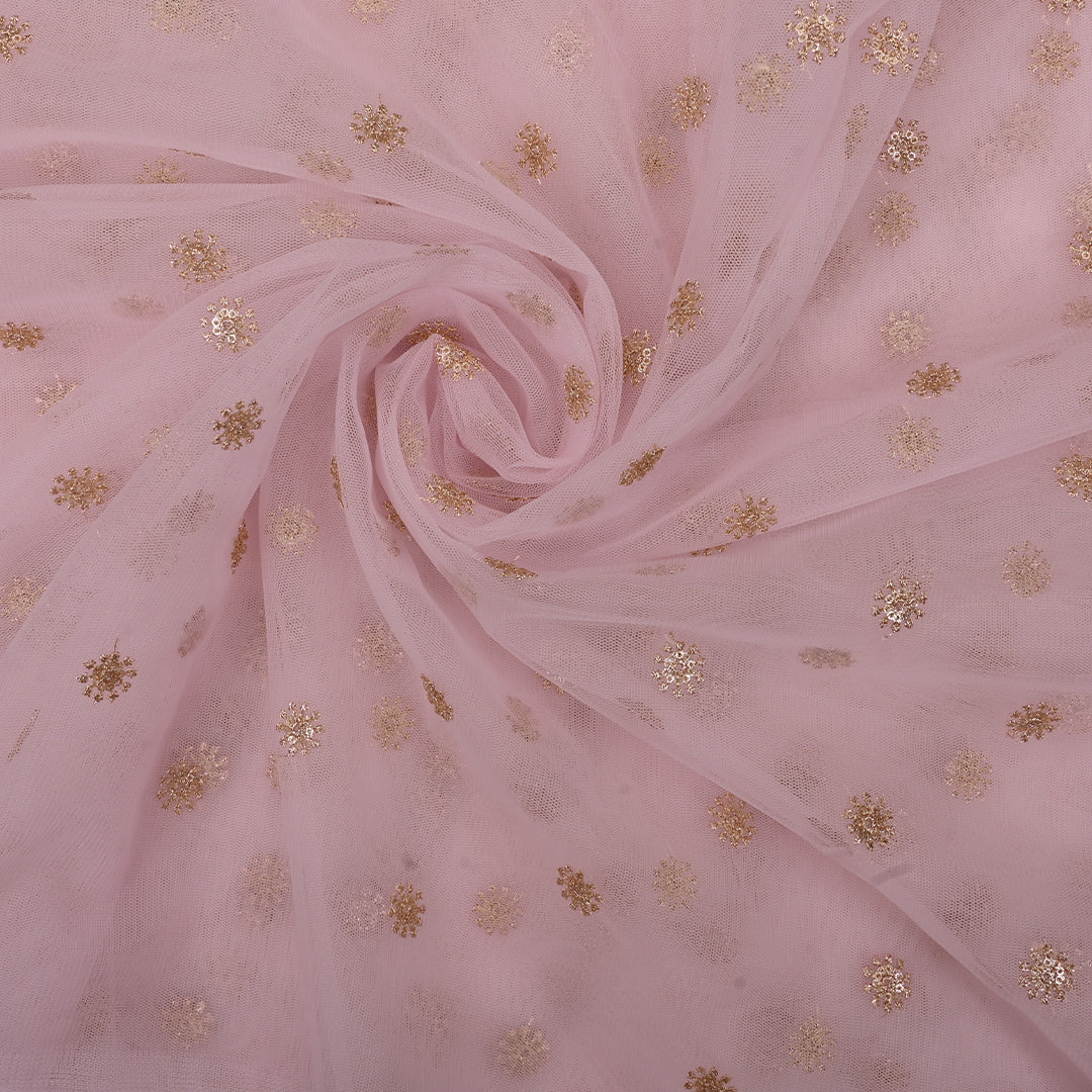 Pastel Brown Embroidery Net Fabric