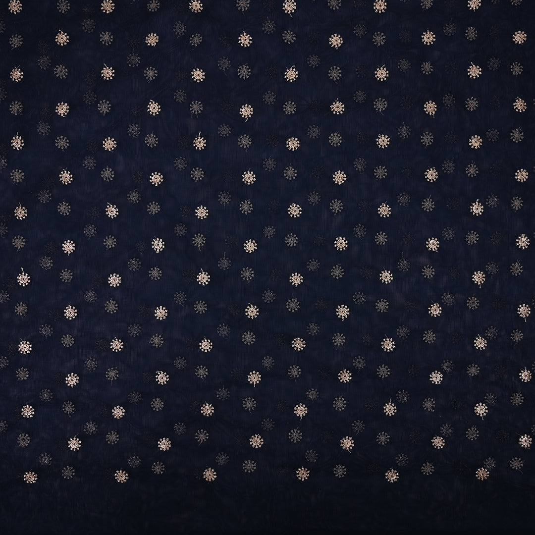 Deep Blue Embroidery Net Fabric