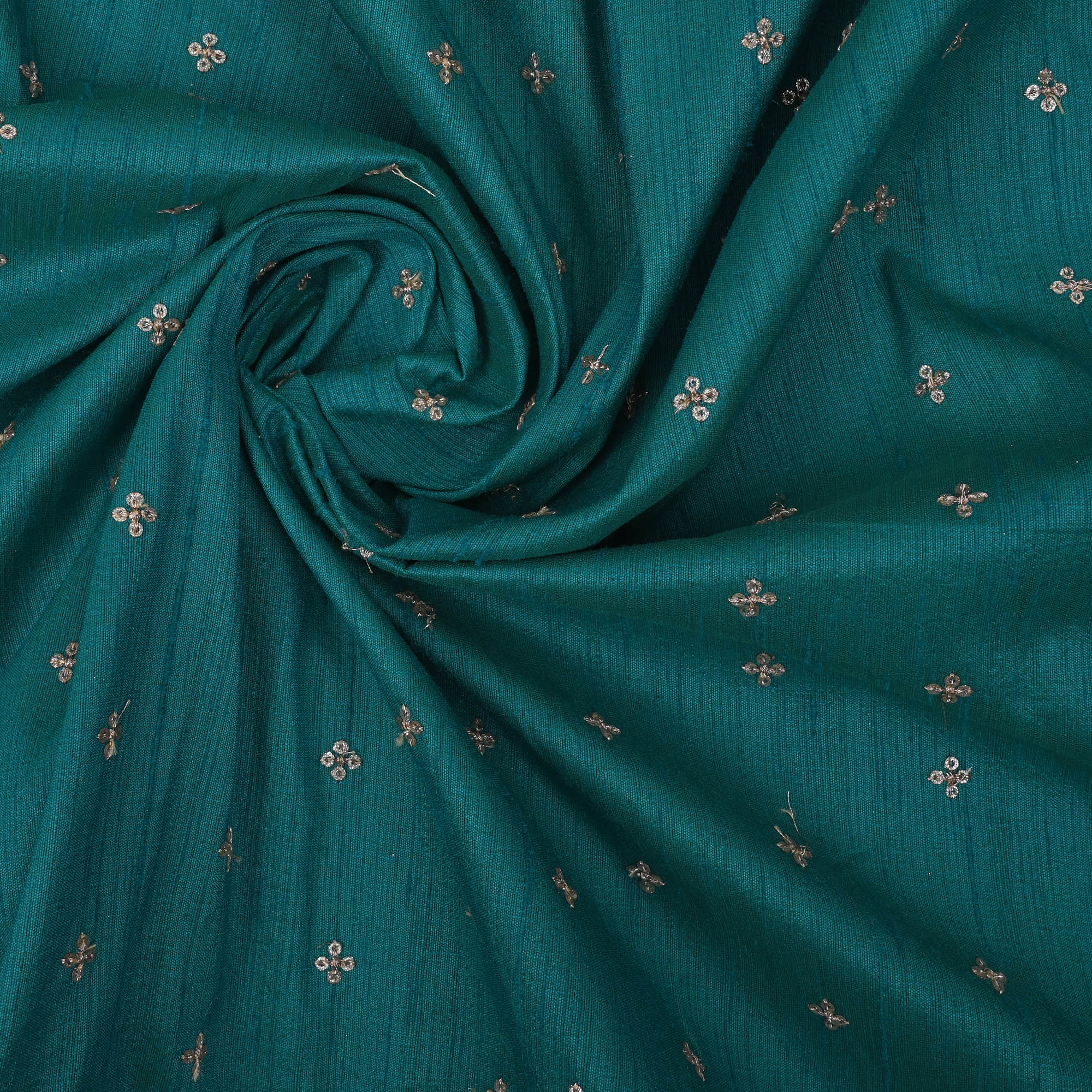 Munsell Green Embroidery Rawsilk Fabric