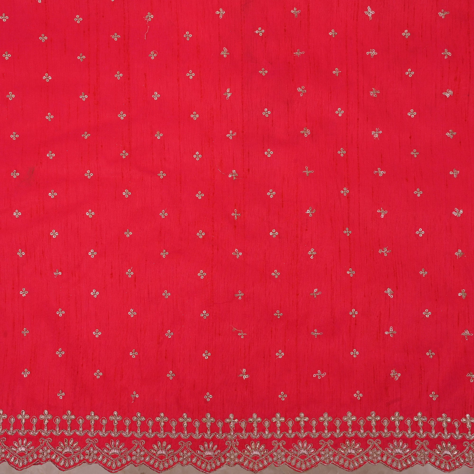 Munsell Red Embroidery Rawsilk Fabric