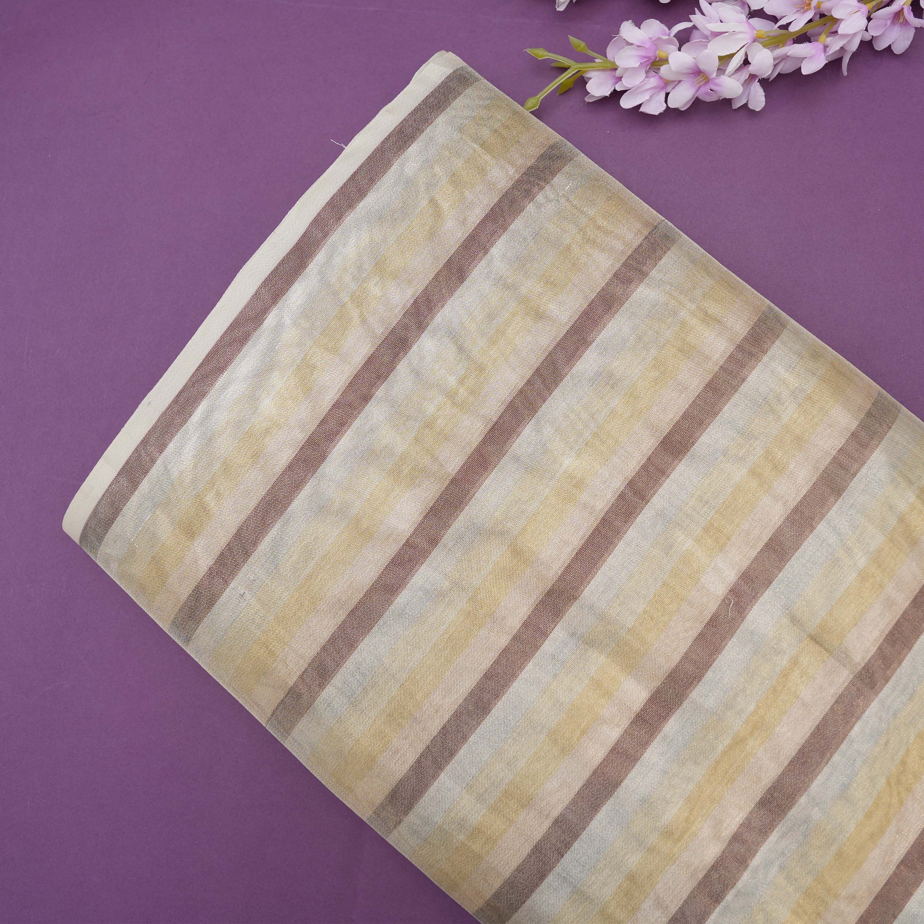 Pastel Terracotta Colours Horizontal Striped Tissue Fabric