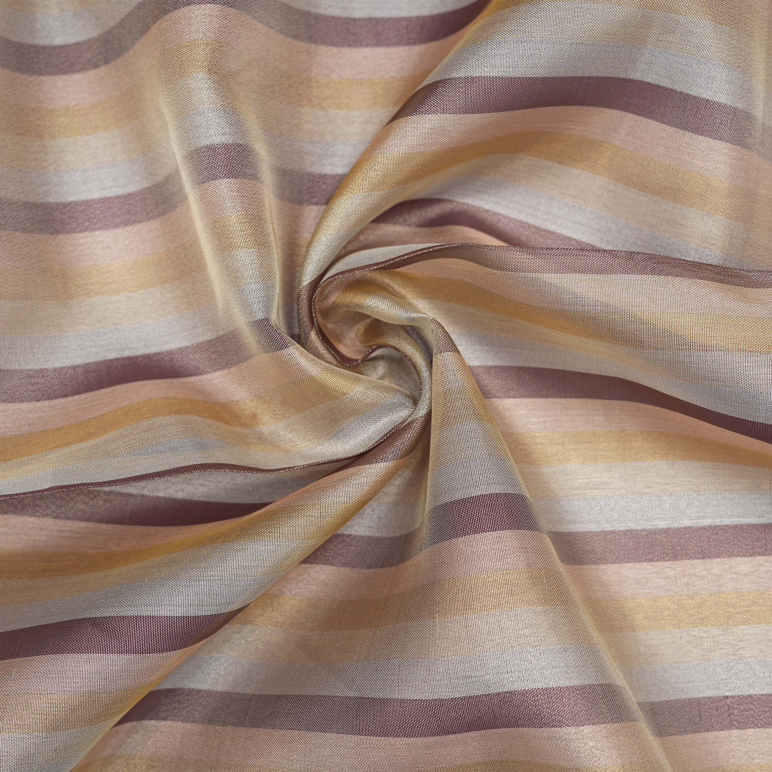 Pastel Terracotta Colours Horizontal Striped Tissue Fabric