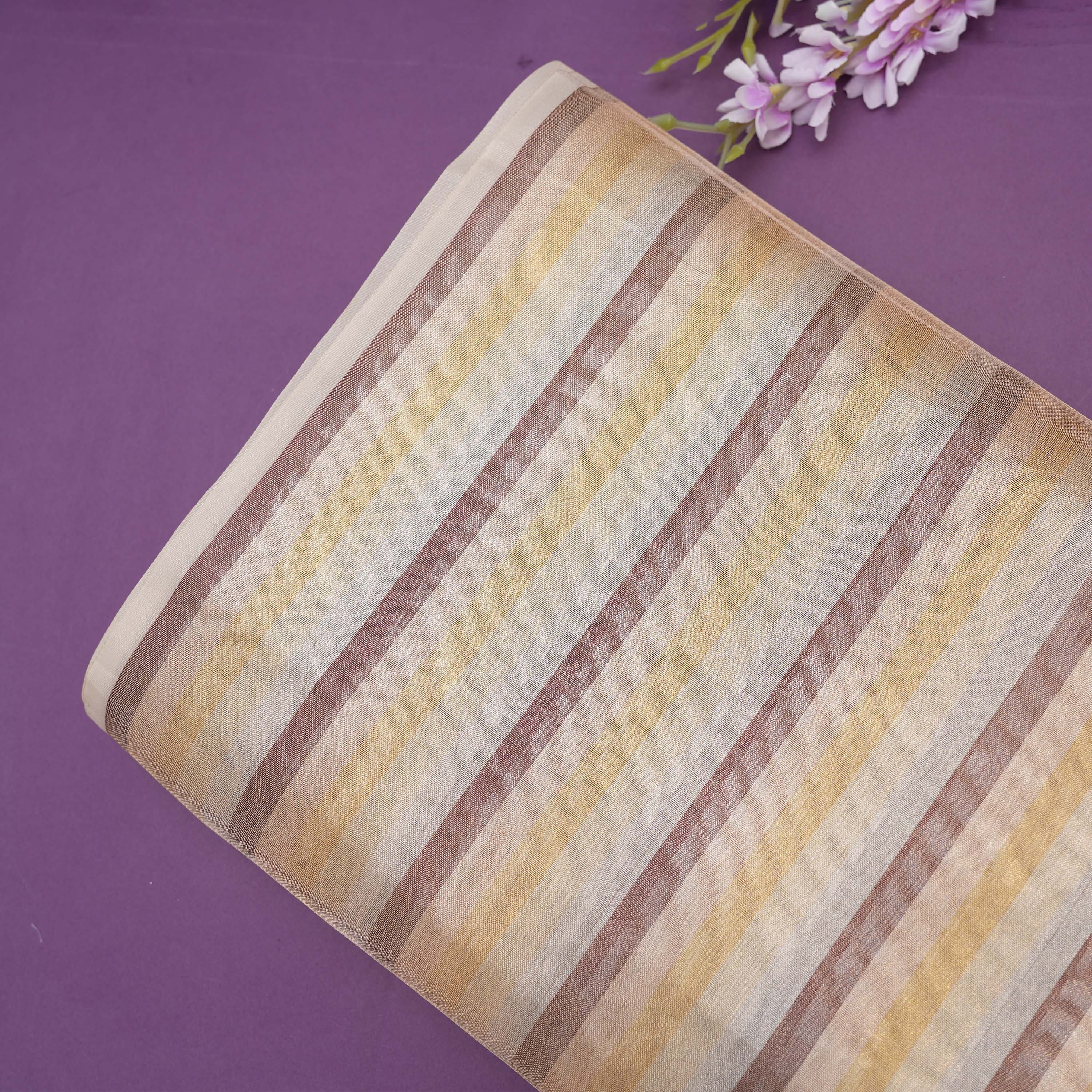 Alabaster White Striped Tissue Fabric