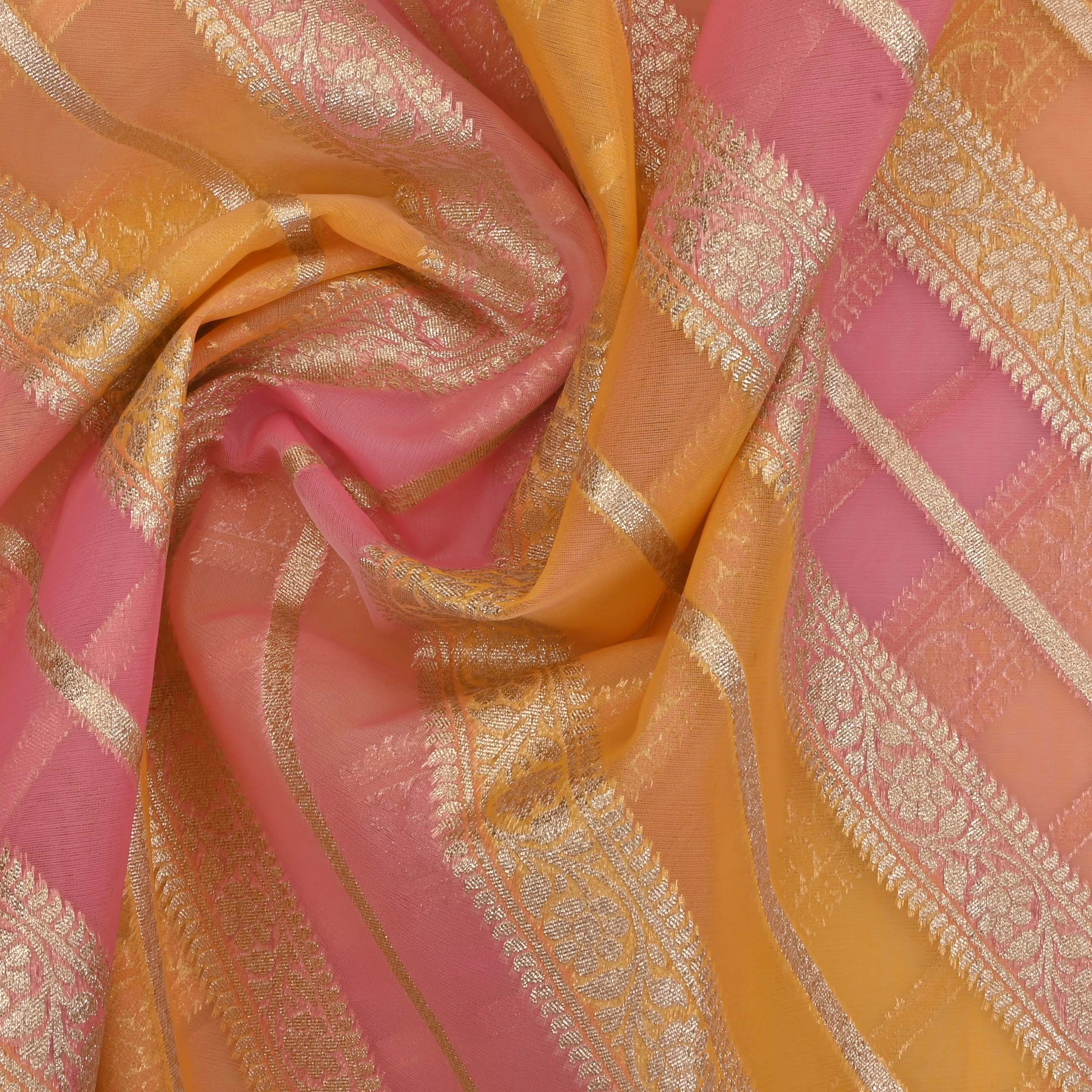 Light Pink Brocade Organza Fabric