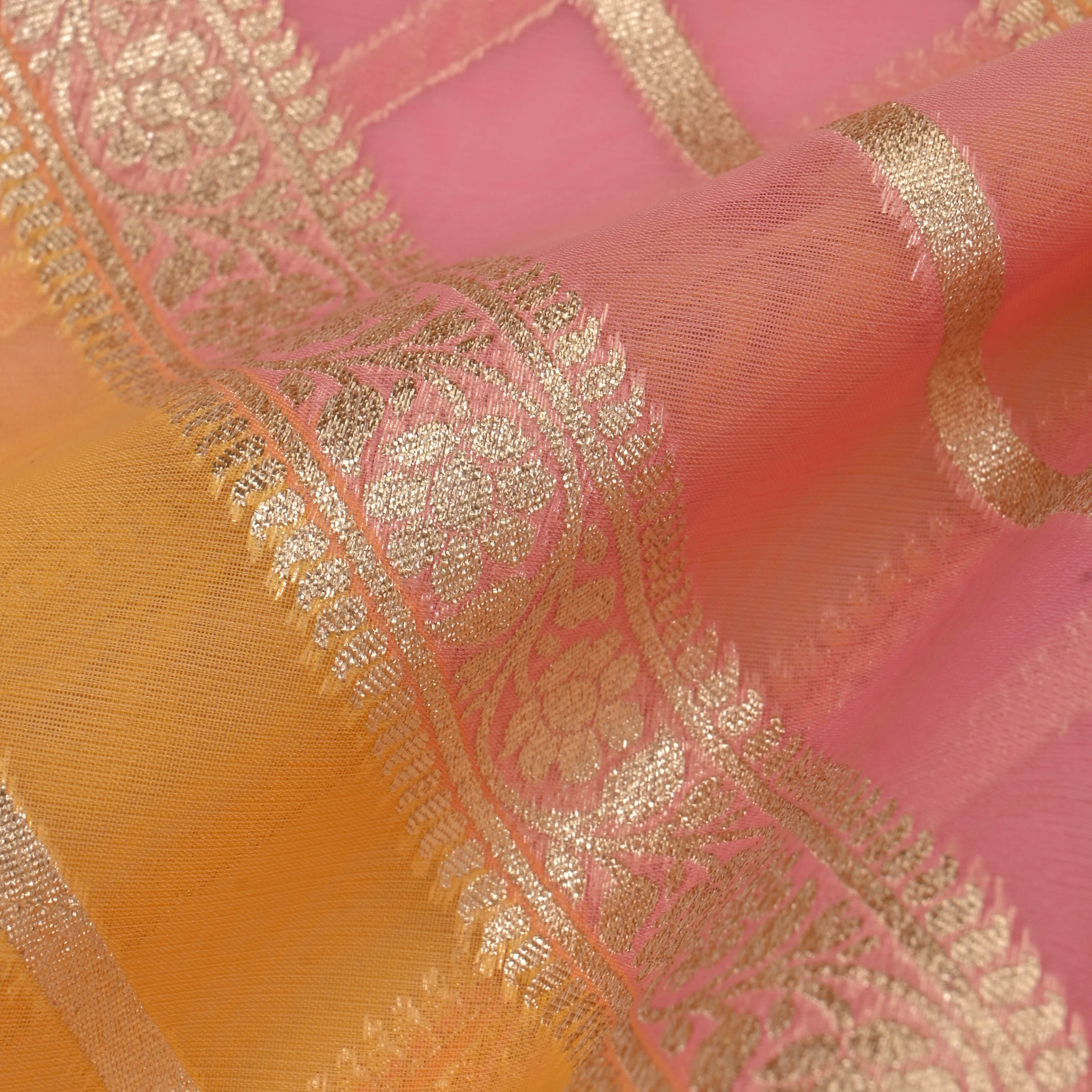 Light Pink Brocade Organza Fabric