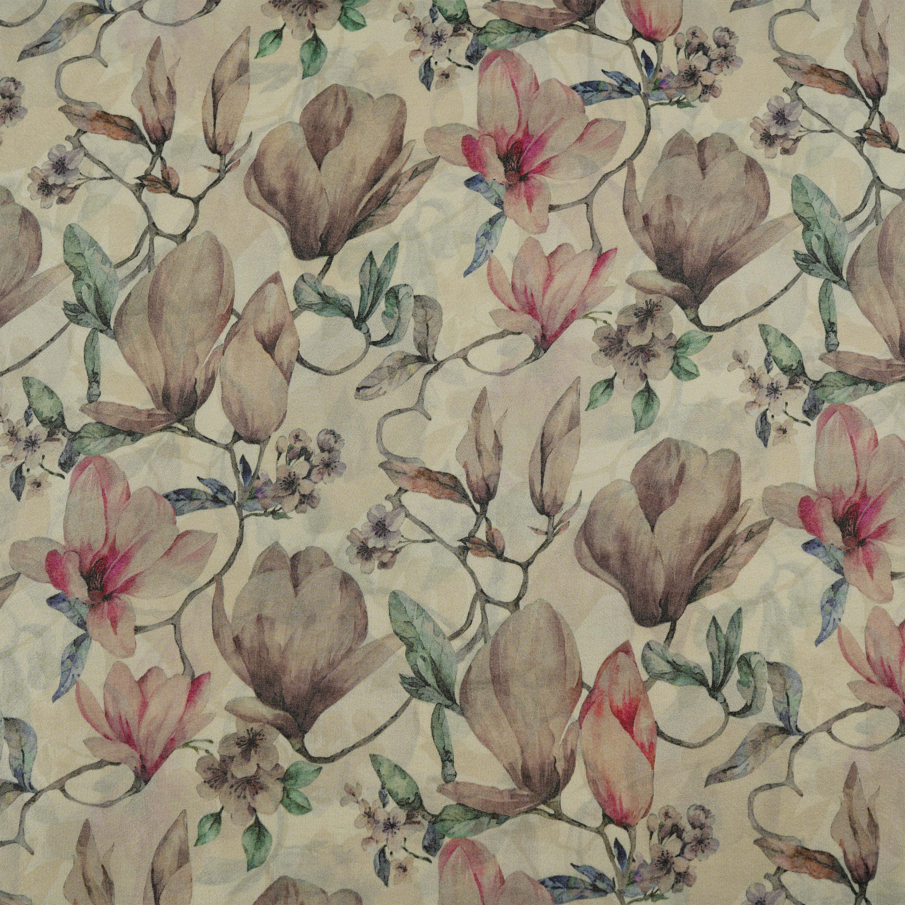 Cream White Multicolor Floral Digital Printed Tissue Fabric