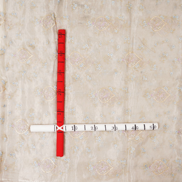 Stark White Floral Motifs Embroidery Tissue Dyeable Fabric