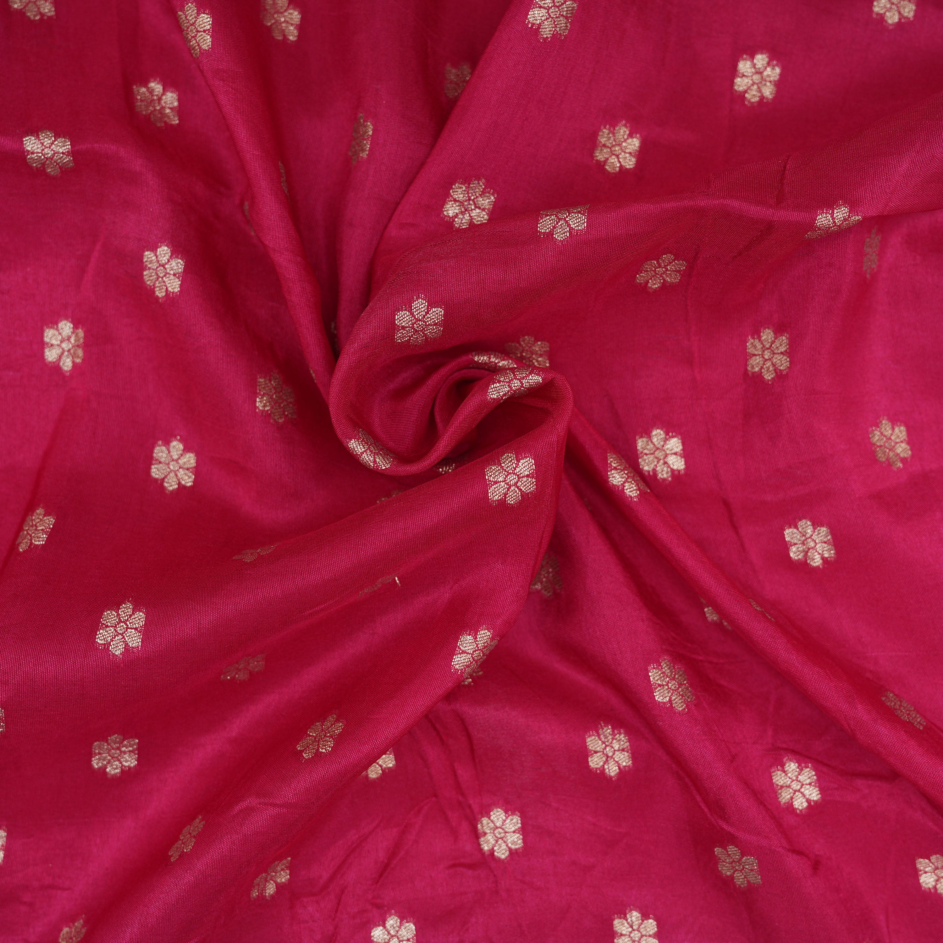 Bright Maroon Pink Jamawar Silk With Surkhaav Motif Border