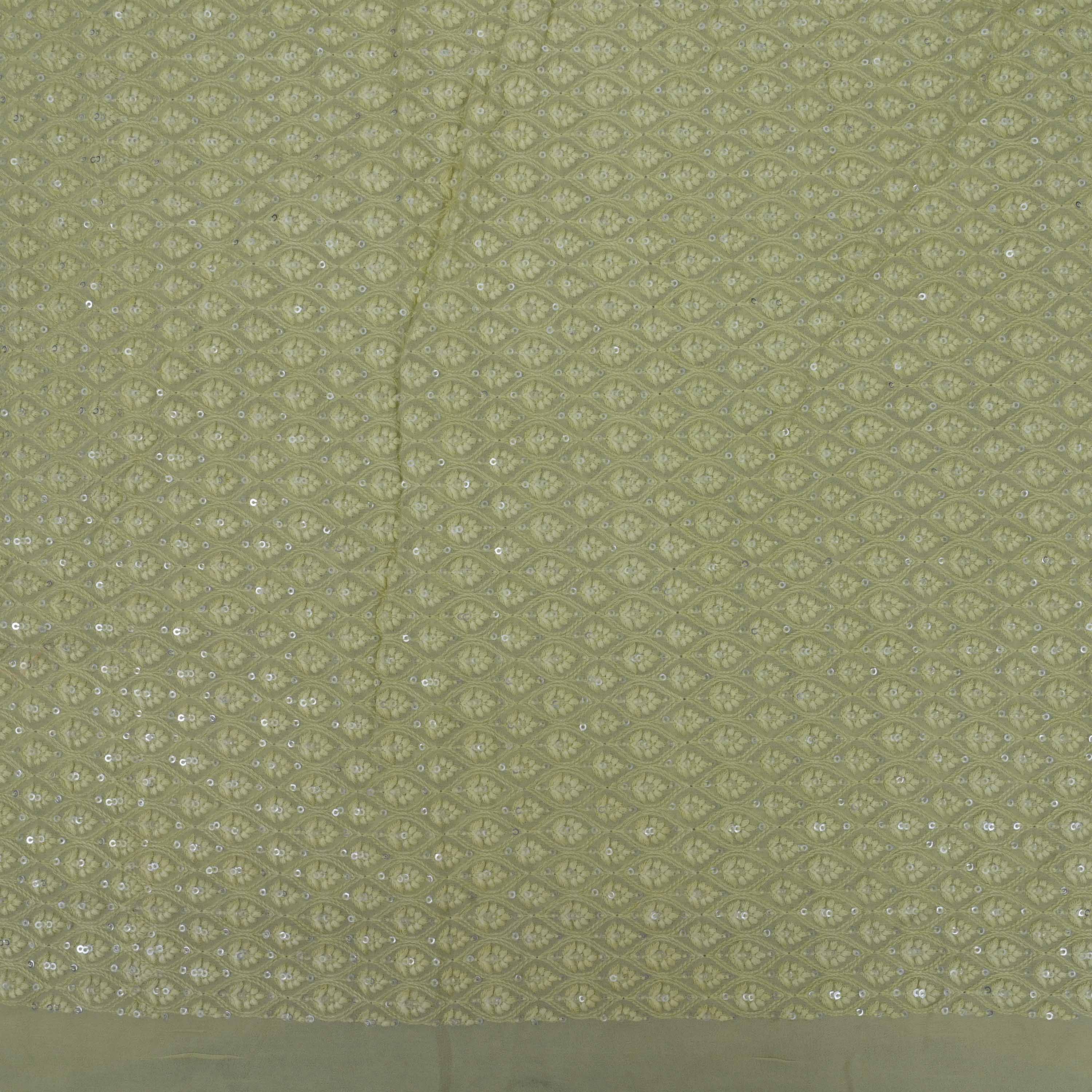 Tea Green Embroidery Georgette Fabric