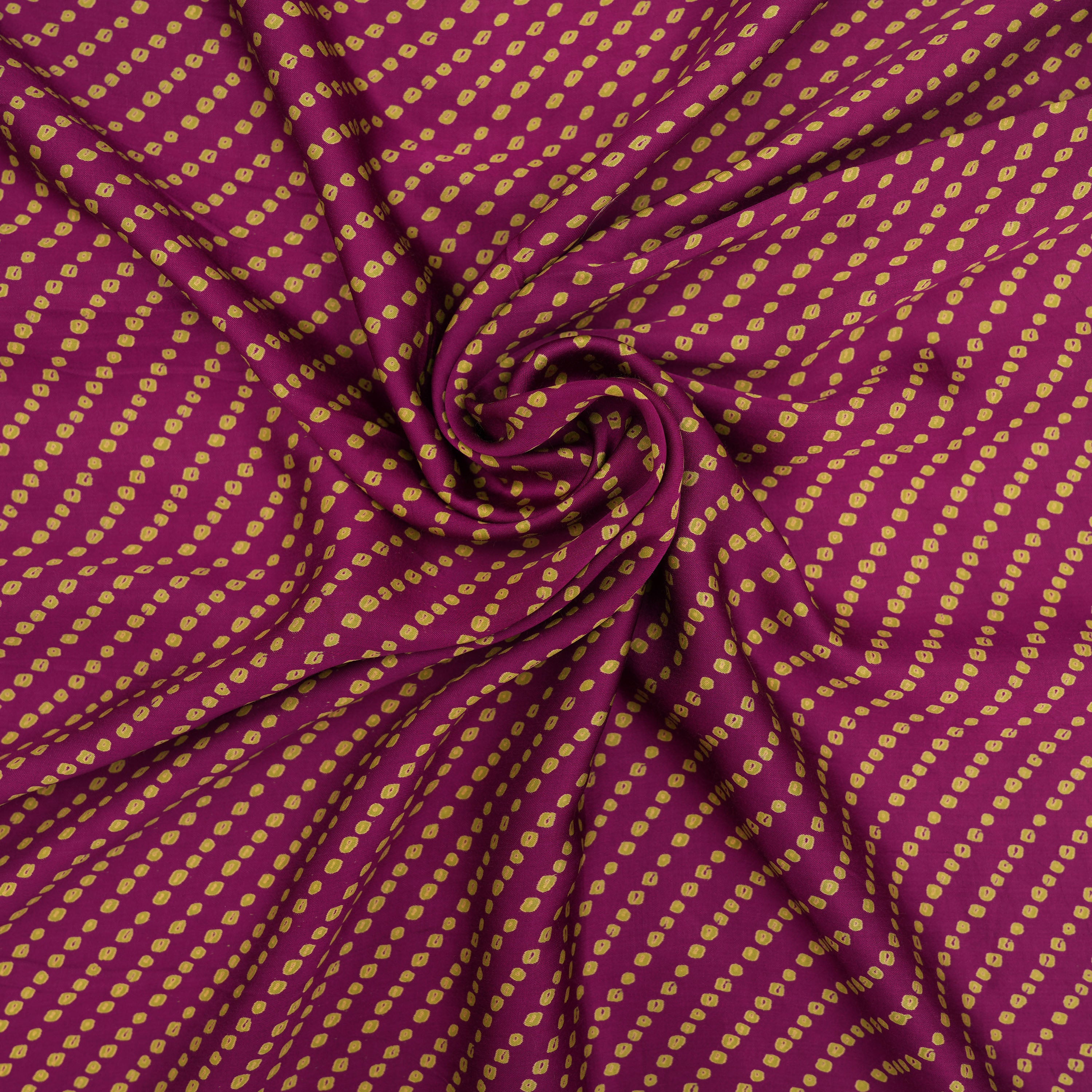 Deep Purple Bandhini Satin Fabric