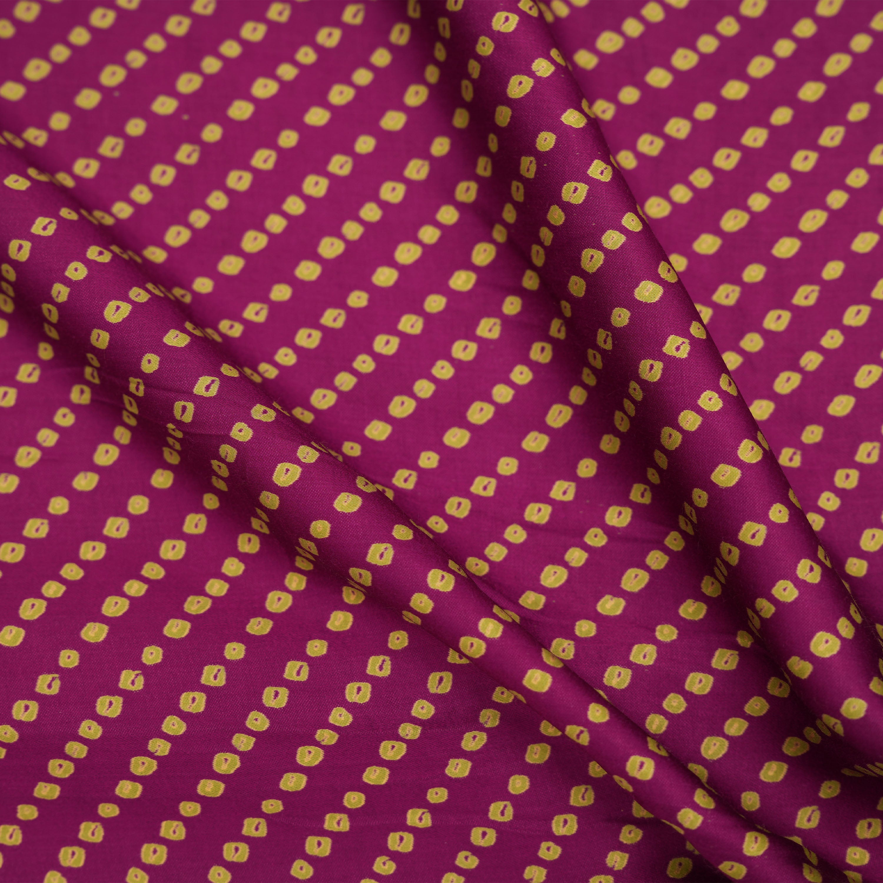 Deep Purple Bandhini Satin Fabric