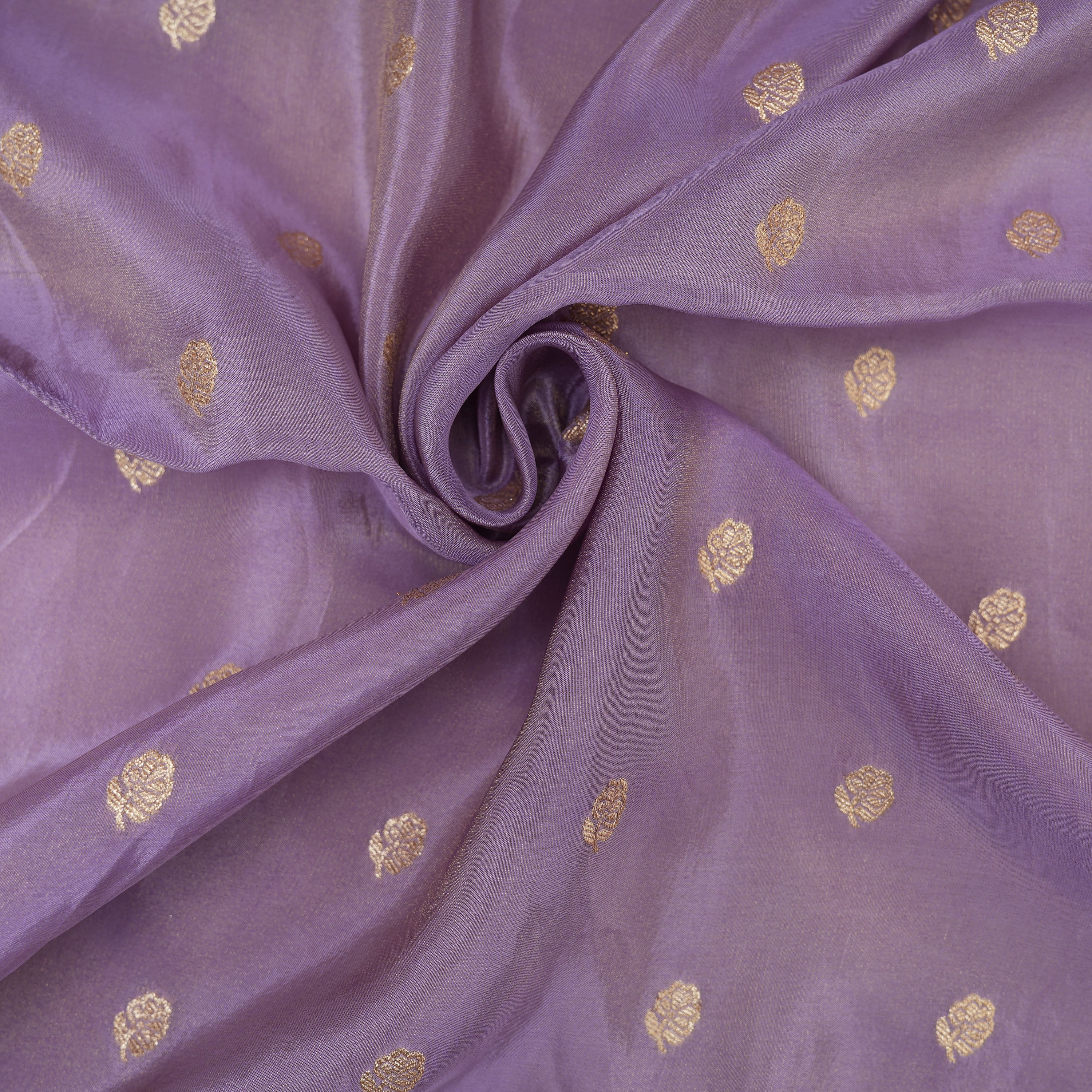 Lavender Multicolor Floral Bordered Jamawar Silk Fabric