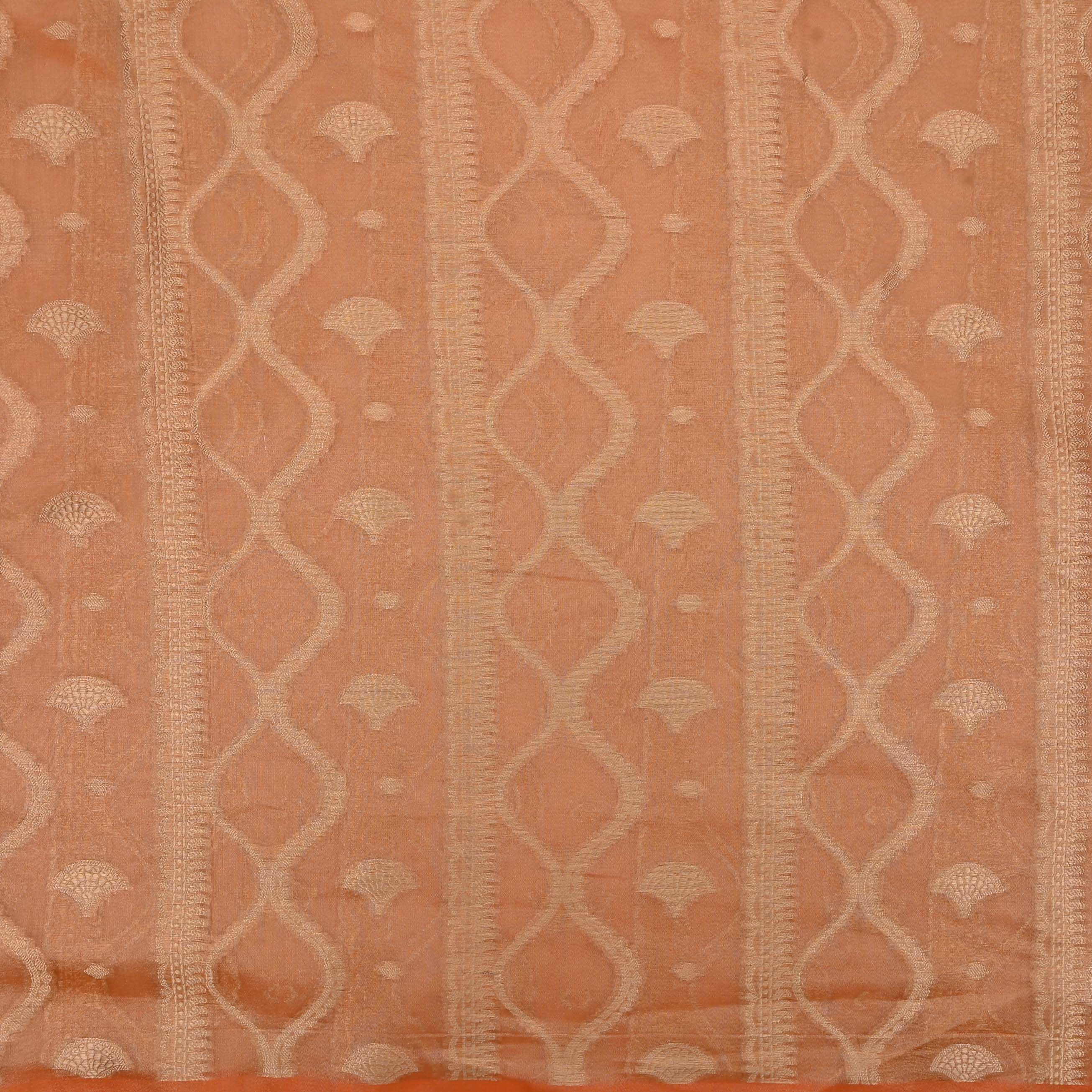 Crayola Peach Tissue Fabric With Zari Weaving