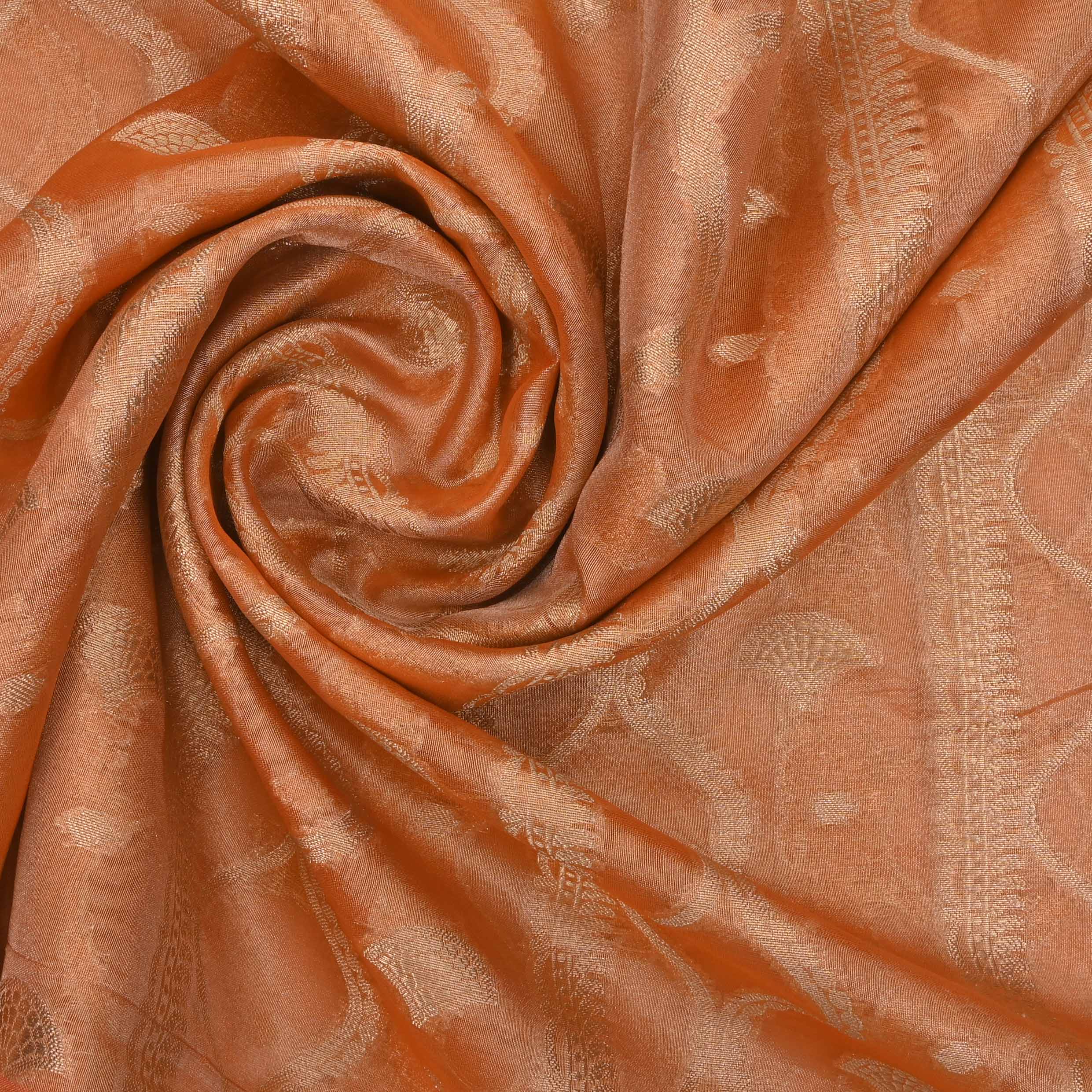 Crayola Peach Tissue Fabric With Zari Weaving