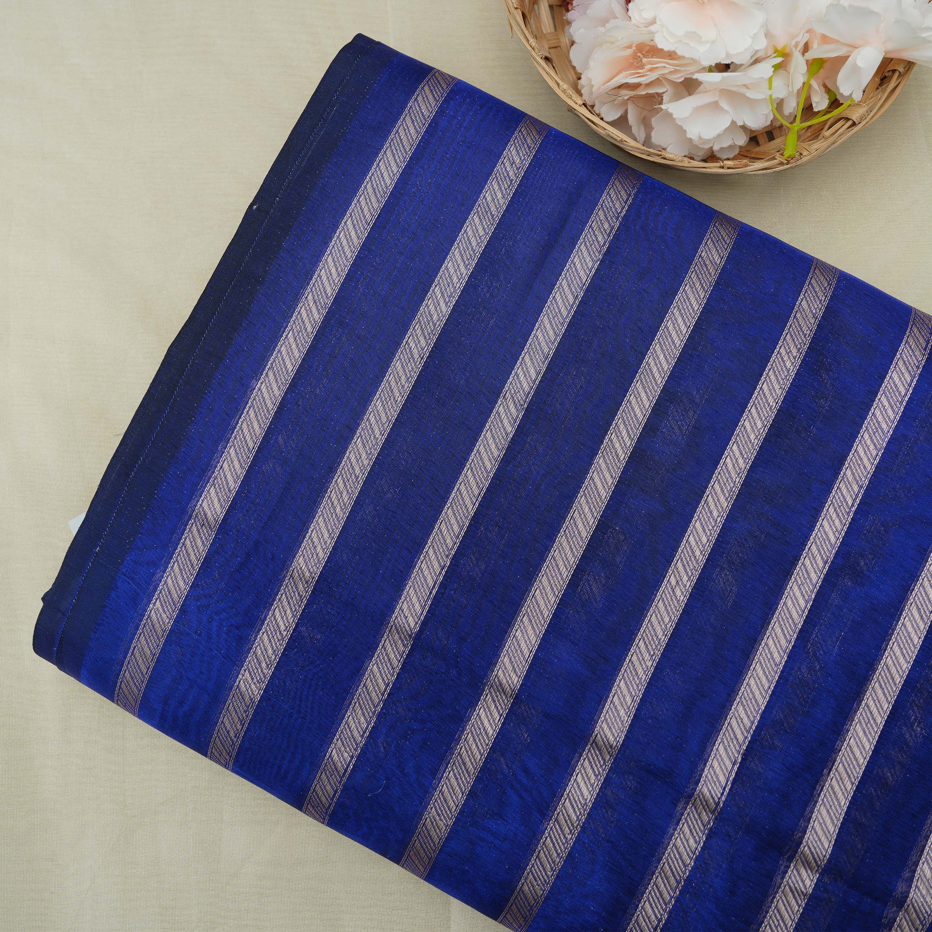 Twilight Blue Horizontal Stripes Tissue Fabric