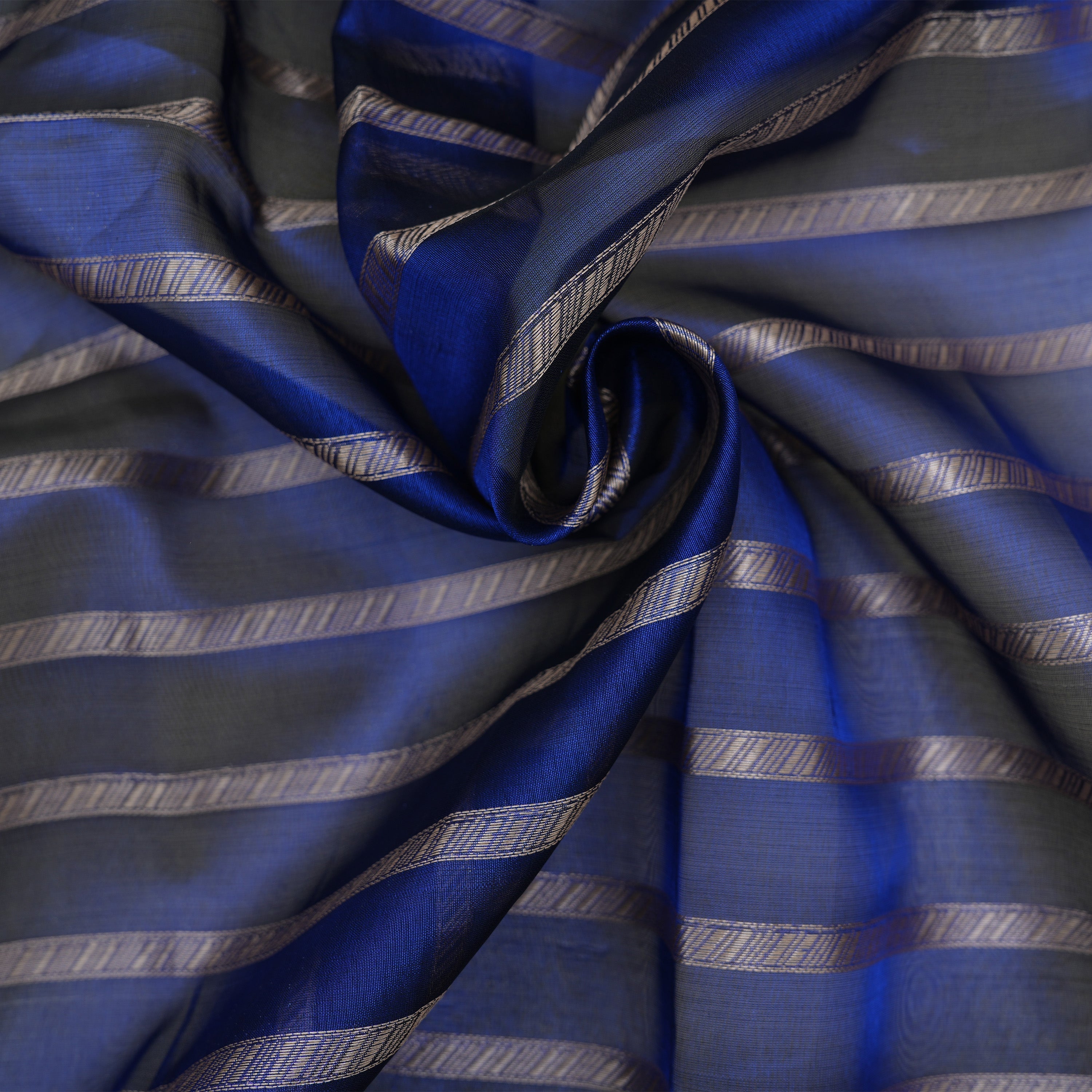 Twilight Blue Horizontal Stripes Tissue Fabric