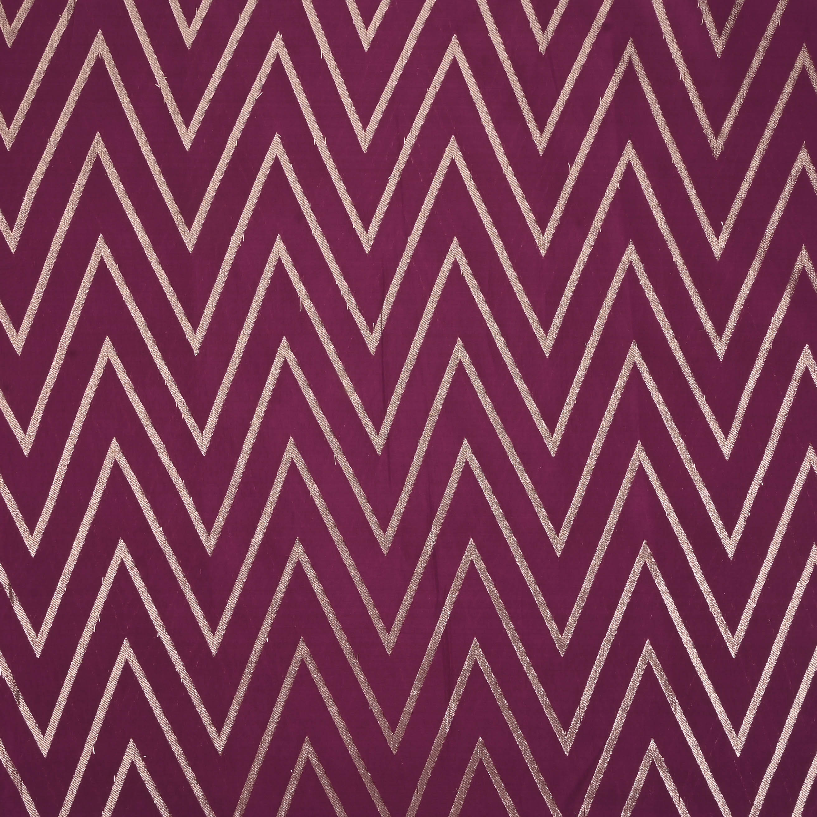 Pansy Purple Zig-Zag Brocade Banarasi Fabric