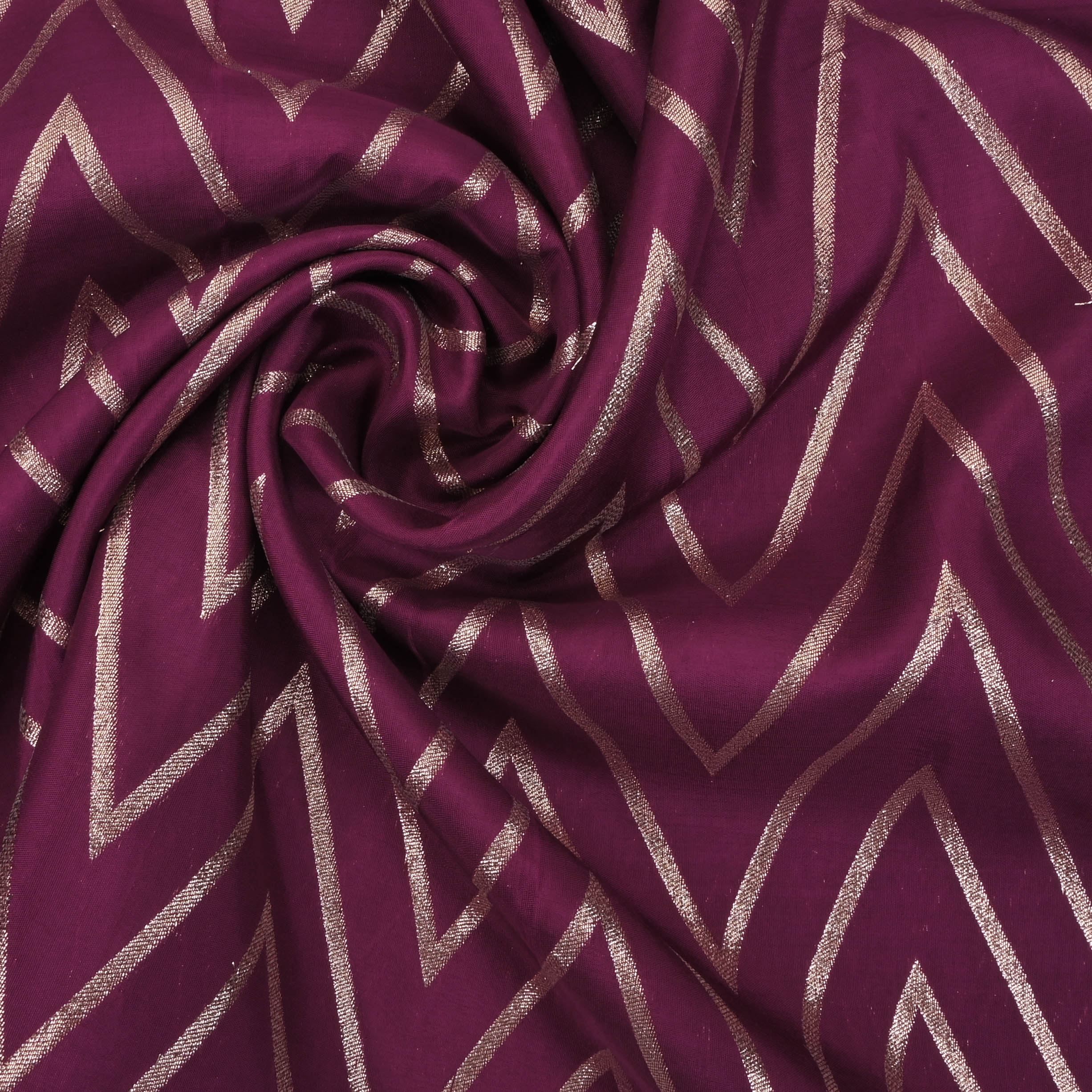 Pansy Purple Zig-Zag Brocade Banarasi Fabric