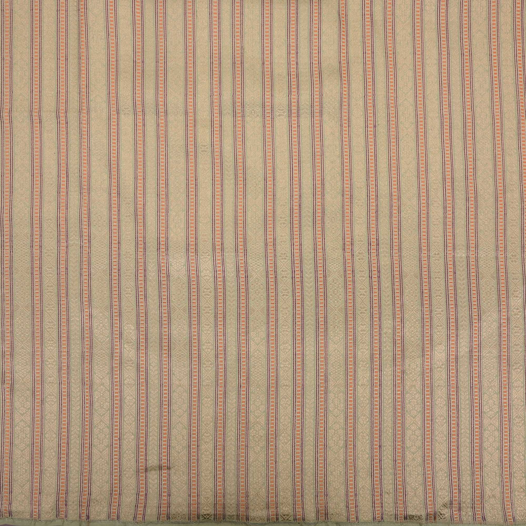 Tea Green Banarasi Striped Weave Fabric