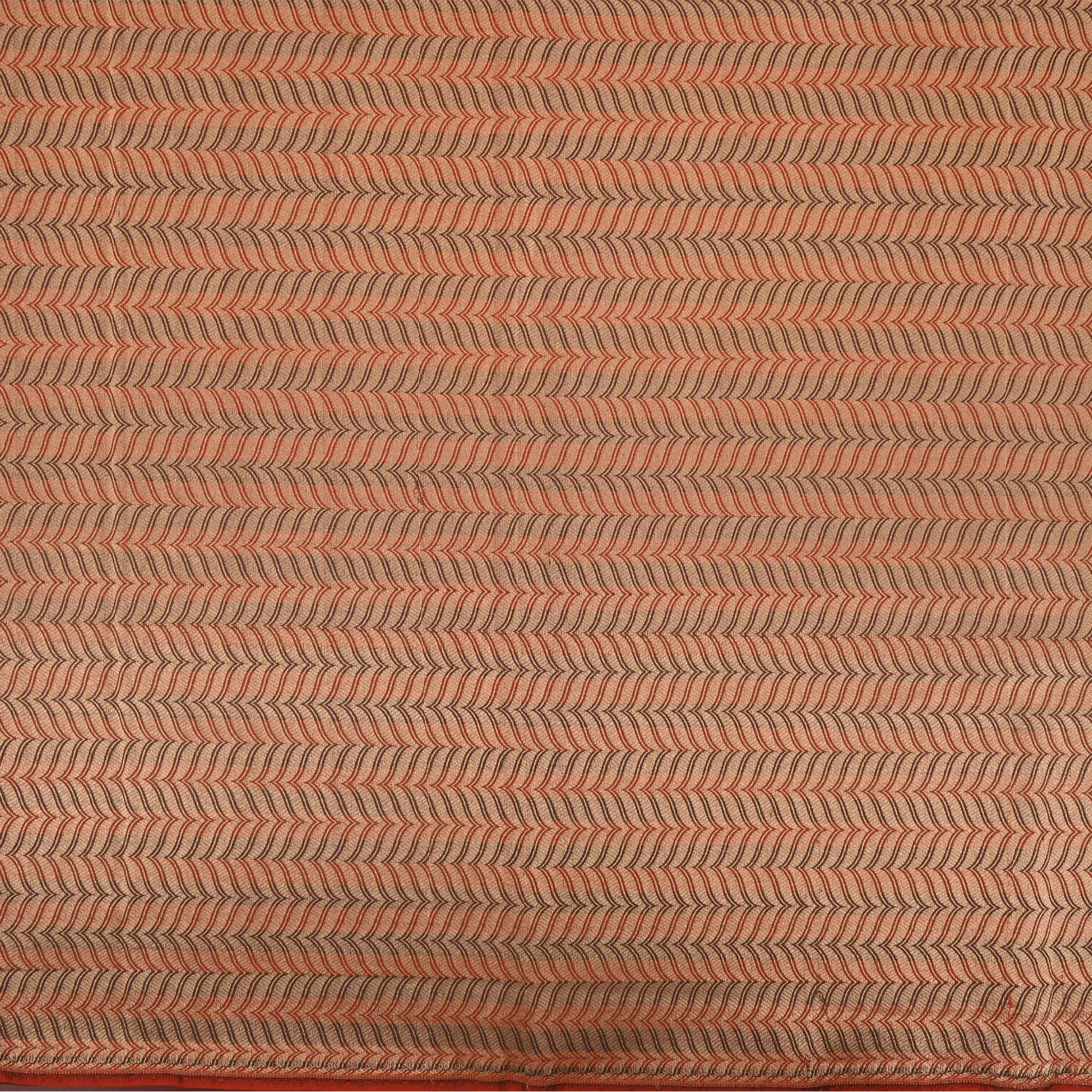 Red Brown Banarasi Chevron Weave Fabric