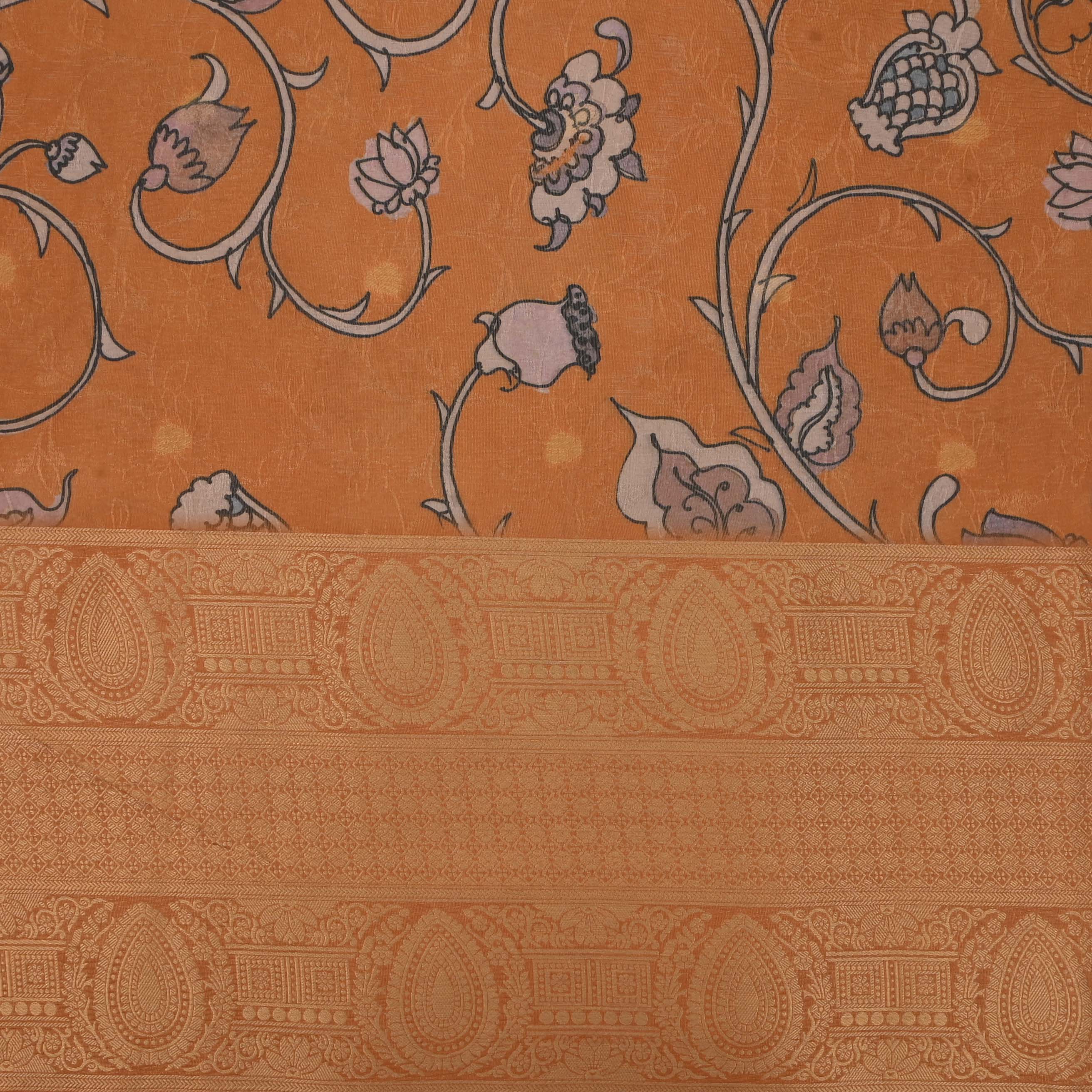 Peru Gold Printed Floral Tissue Fabric