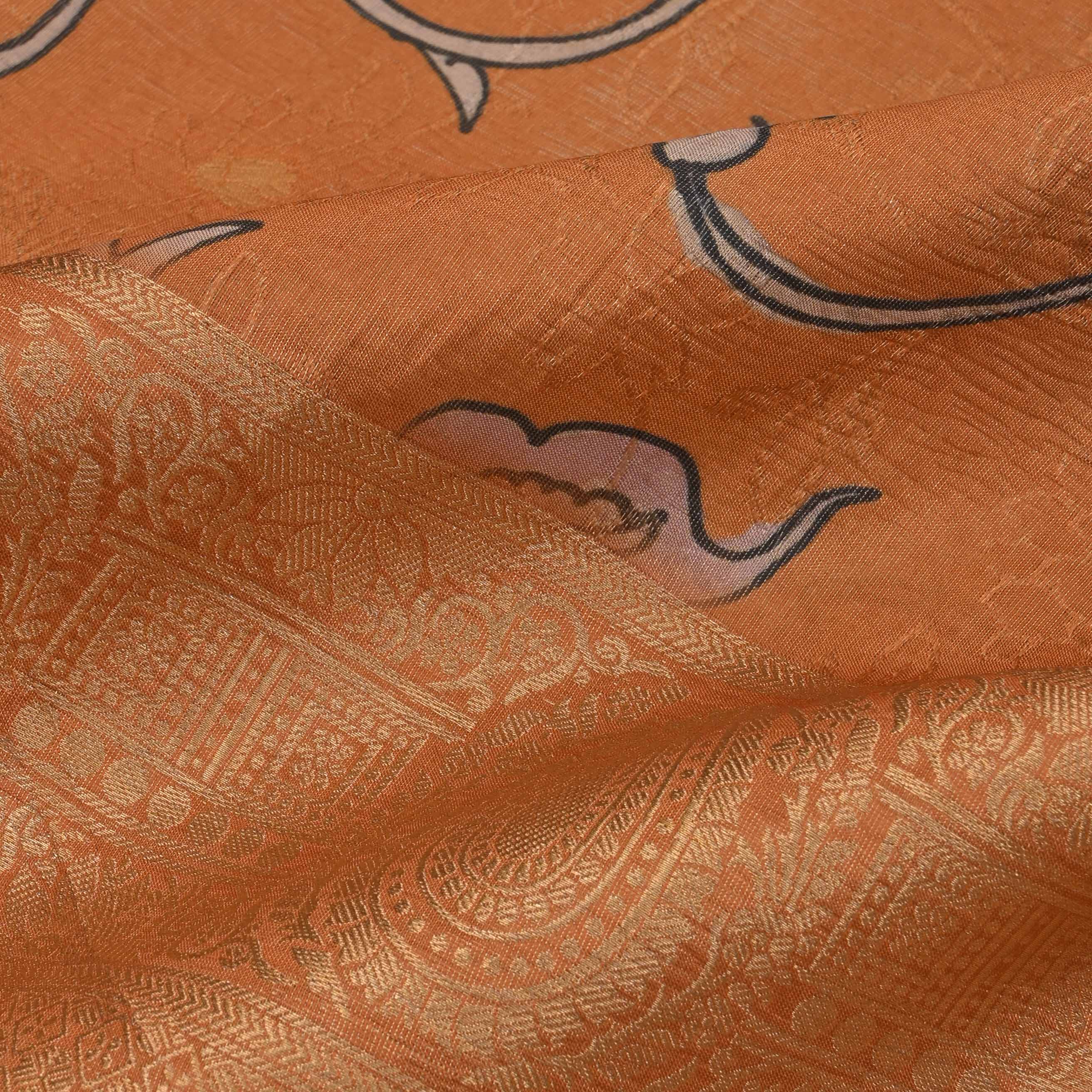 Peru Gold Printed Floral Tissue Fabric