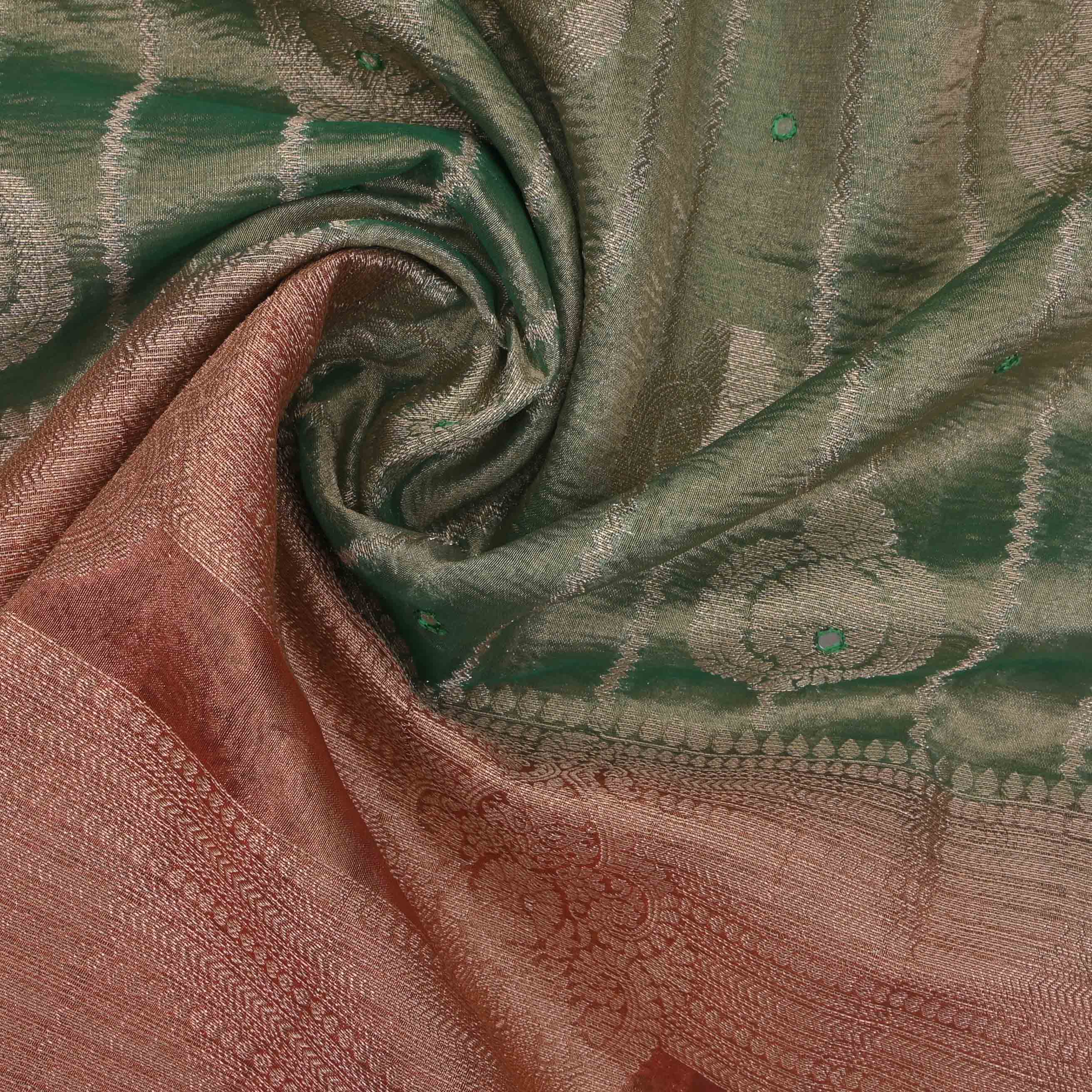 Jade Green Kanchi Tissue Butta Fabric