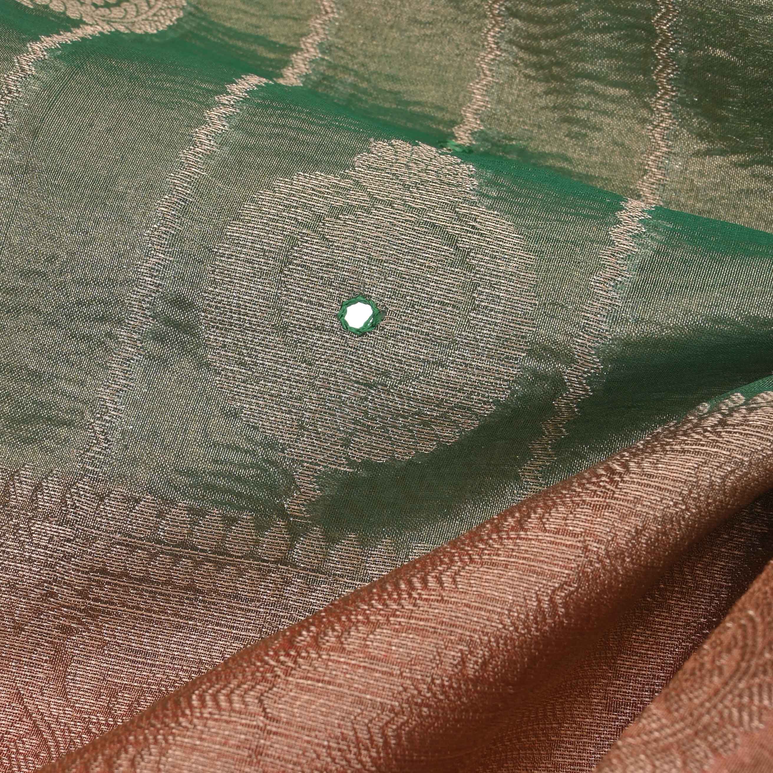 Jade Green Kanchi Tissue Butta Fabric