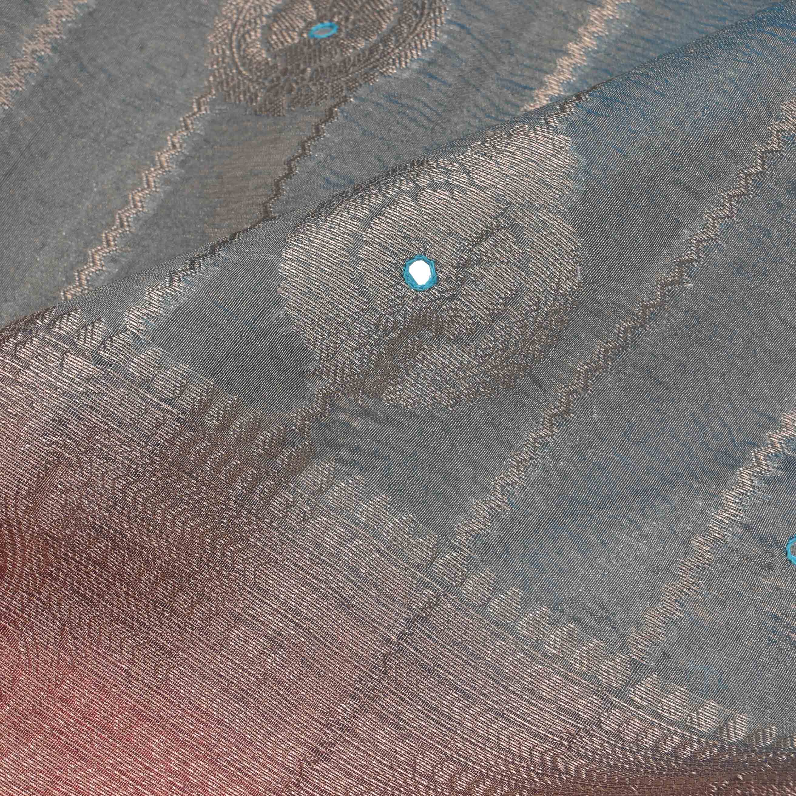 Aluminum Blue Kanchi Tissue Butta Fabric