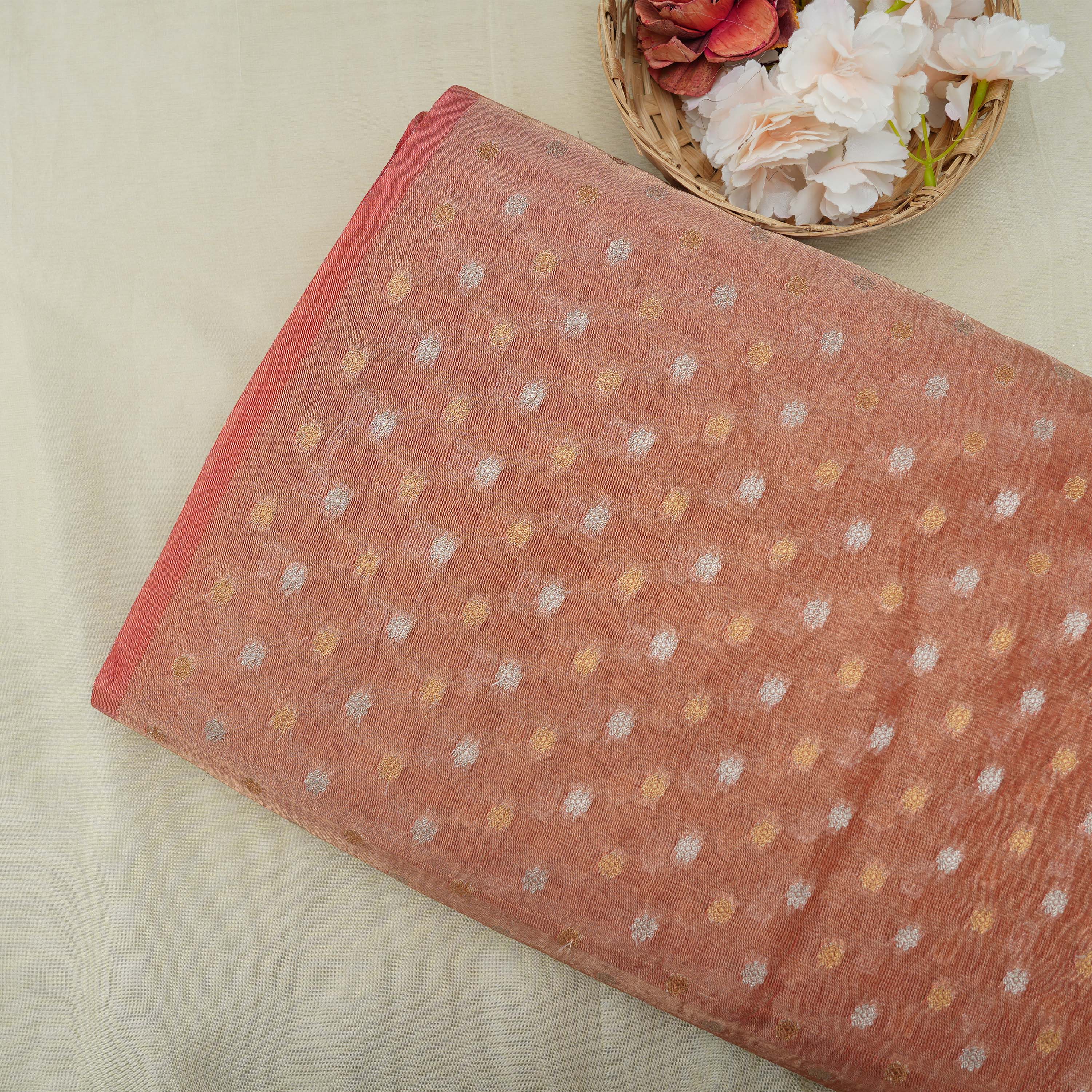 Sepia Brown Floral Buttis All-Over Crushed Tissue Fabric