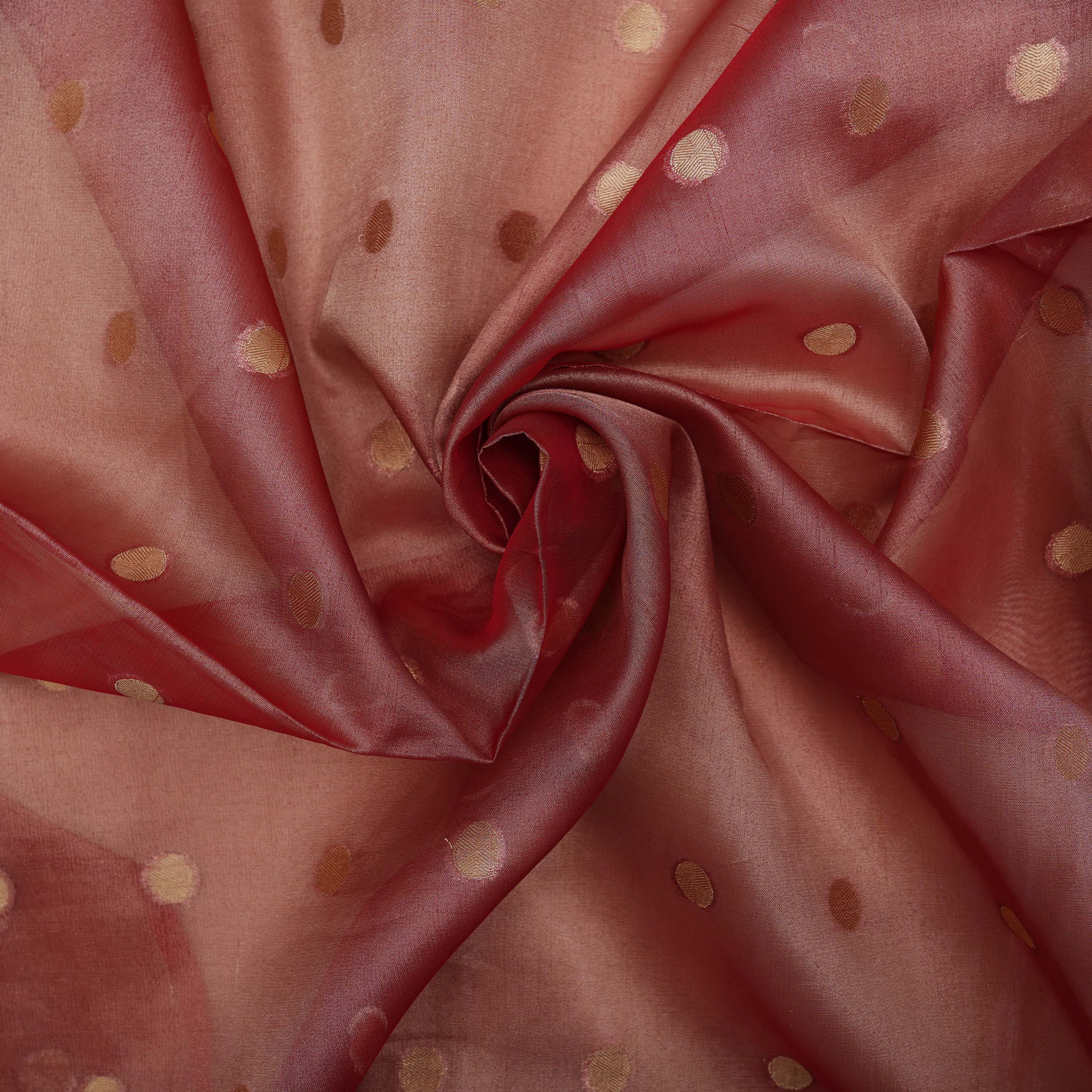 Metallic Copper Mini Rudraksh Motifs Tissue Fabric